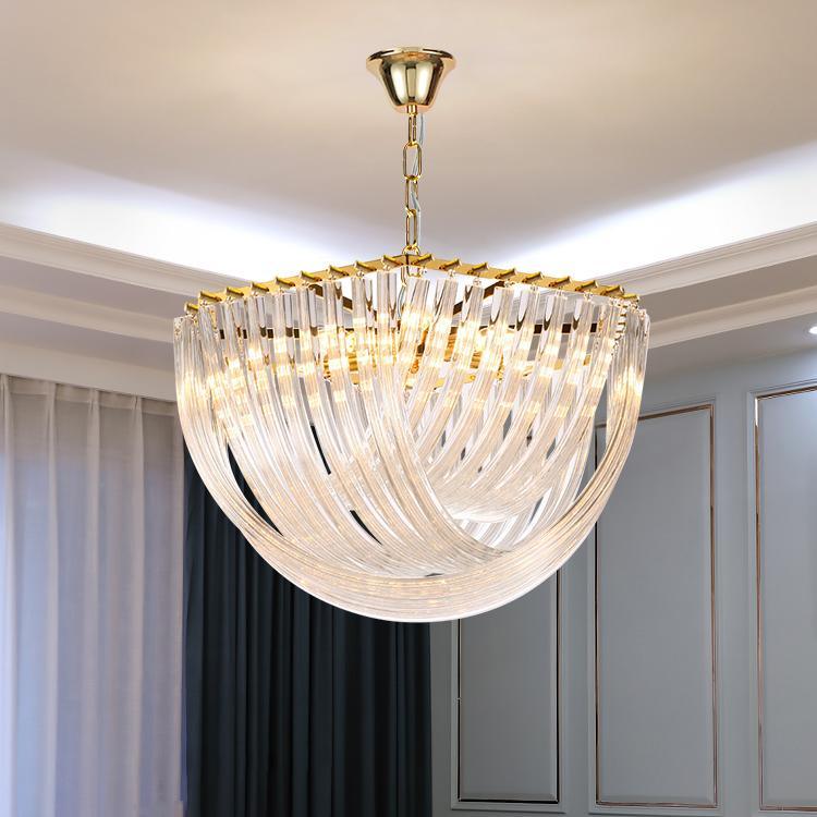 Sylnen Chandelier Clear Curved Tiered-Neutral Decor