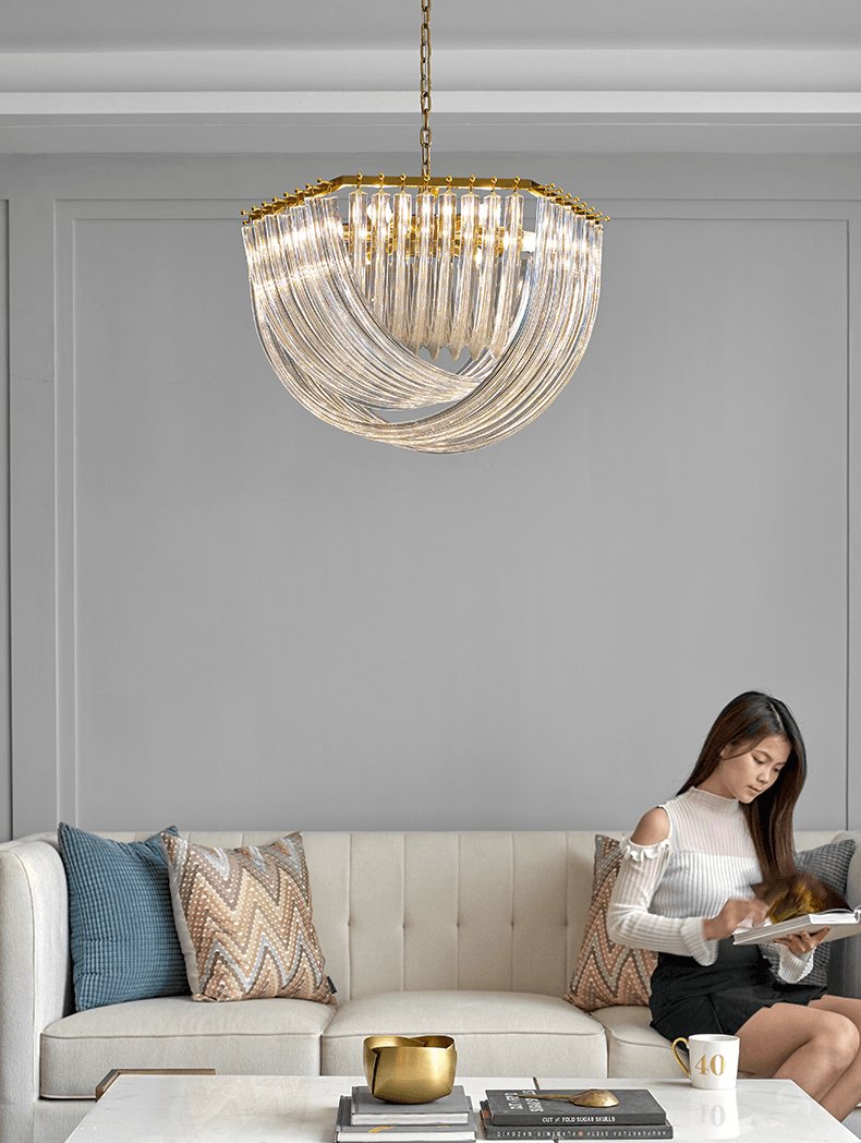 Sylnen Chandelier Clear Curved Tiered-Neutral Decor