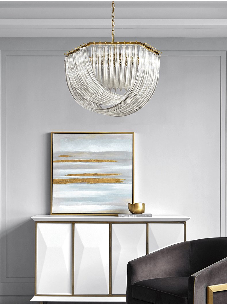 Sylnen Chandelier Clear Curved Tiered-Neutral Decor
