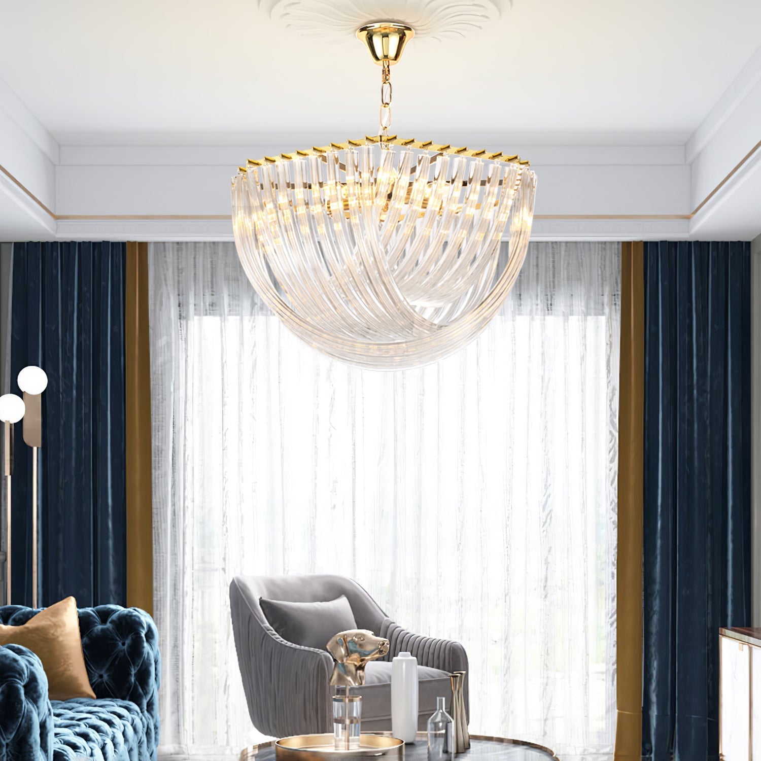 Sylnen Chandelier Clear Curved Tiered-Neutral Decor