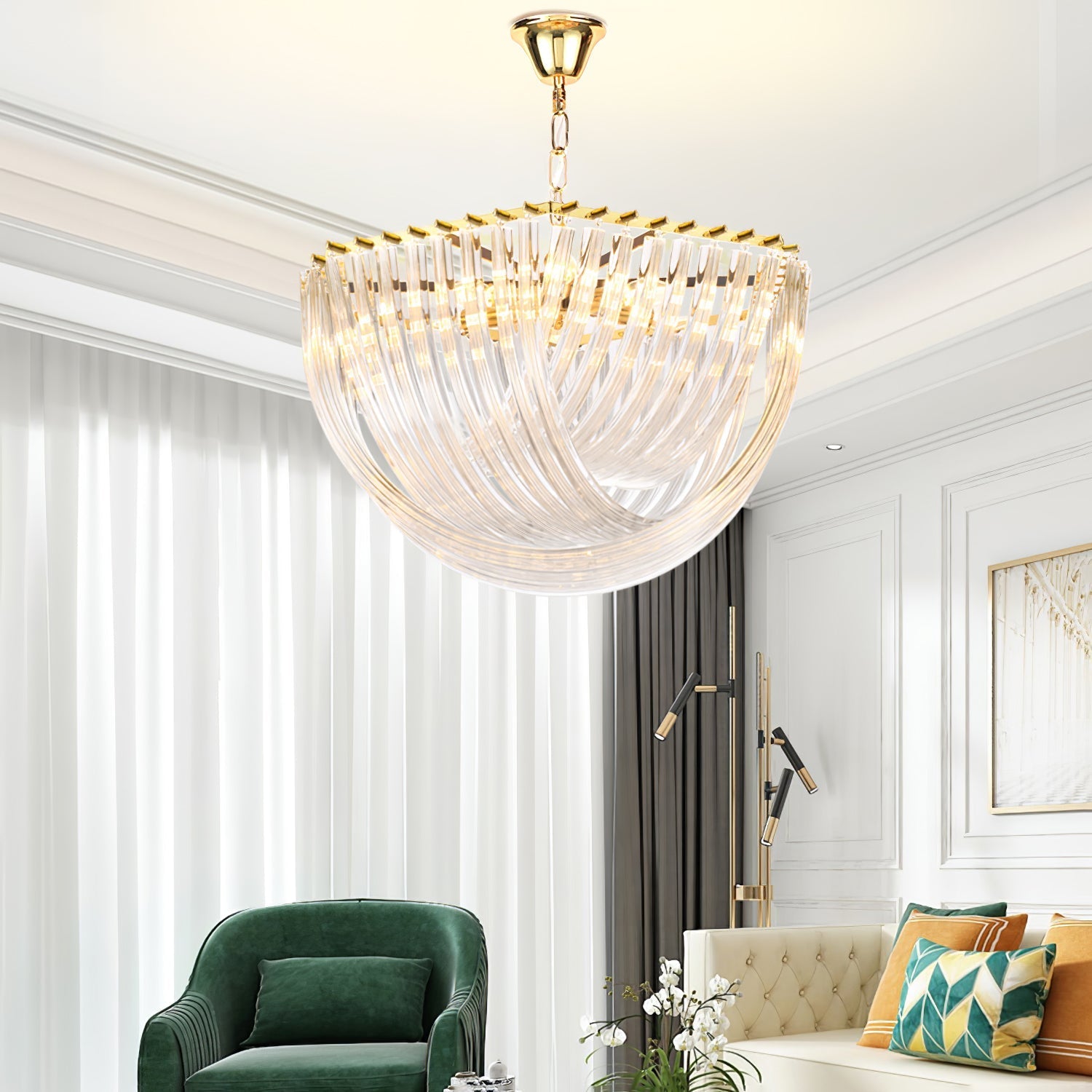 Sylnen Chandelier Clear Curved Tiered-Neutral Decor