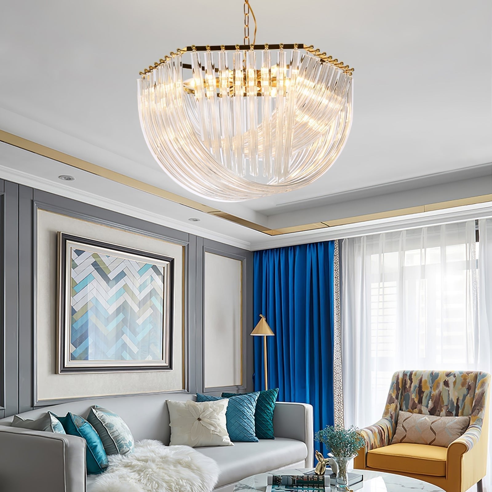 Sylnen Chandelier Clear Curved Tiered-Neutral Decor