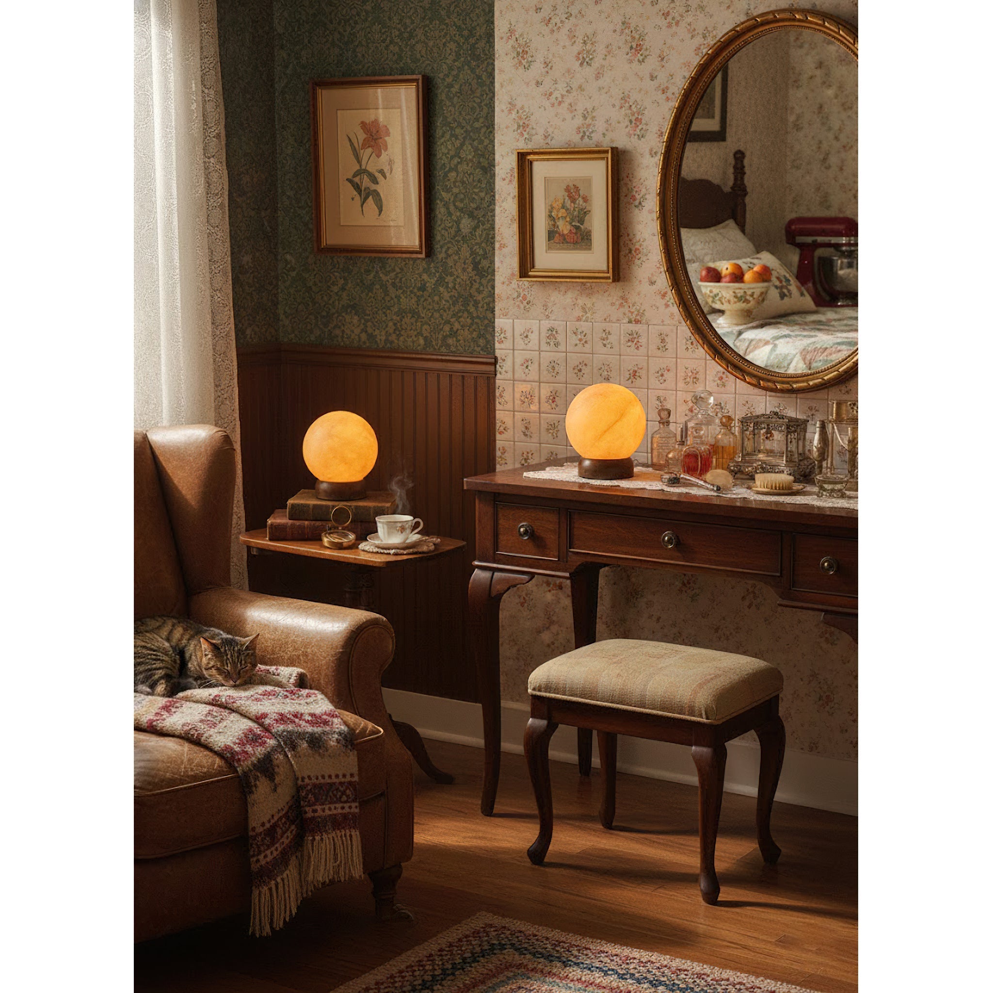 The Trevi Table Lamp on a nightstand in a bedroom setting.