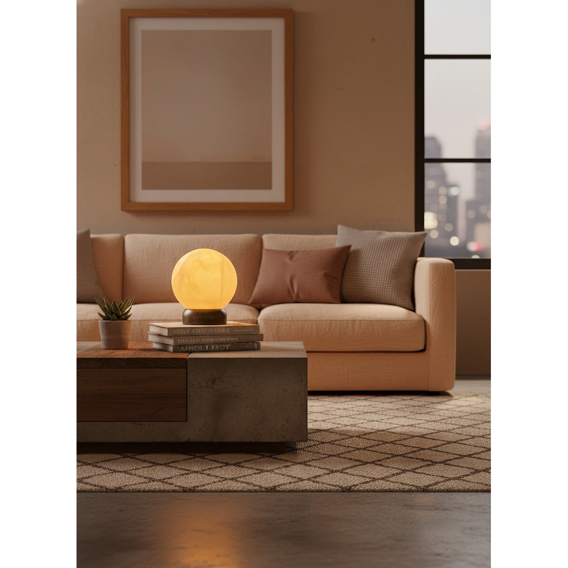Top-down view of the cylindrical Trevi Table Lamp.