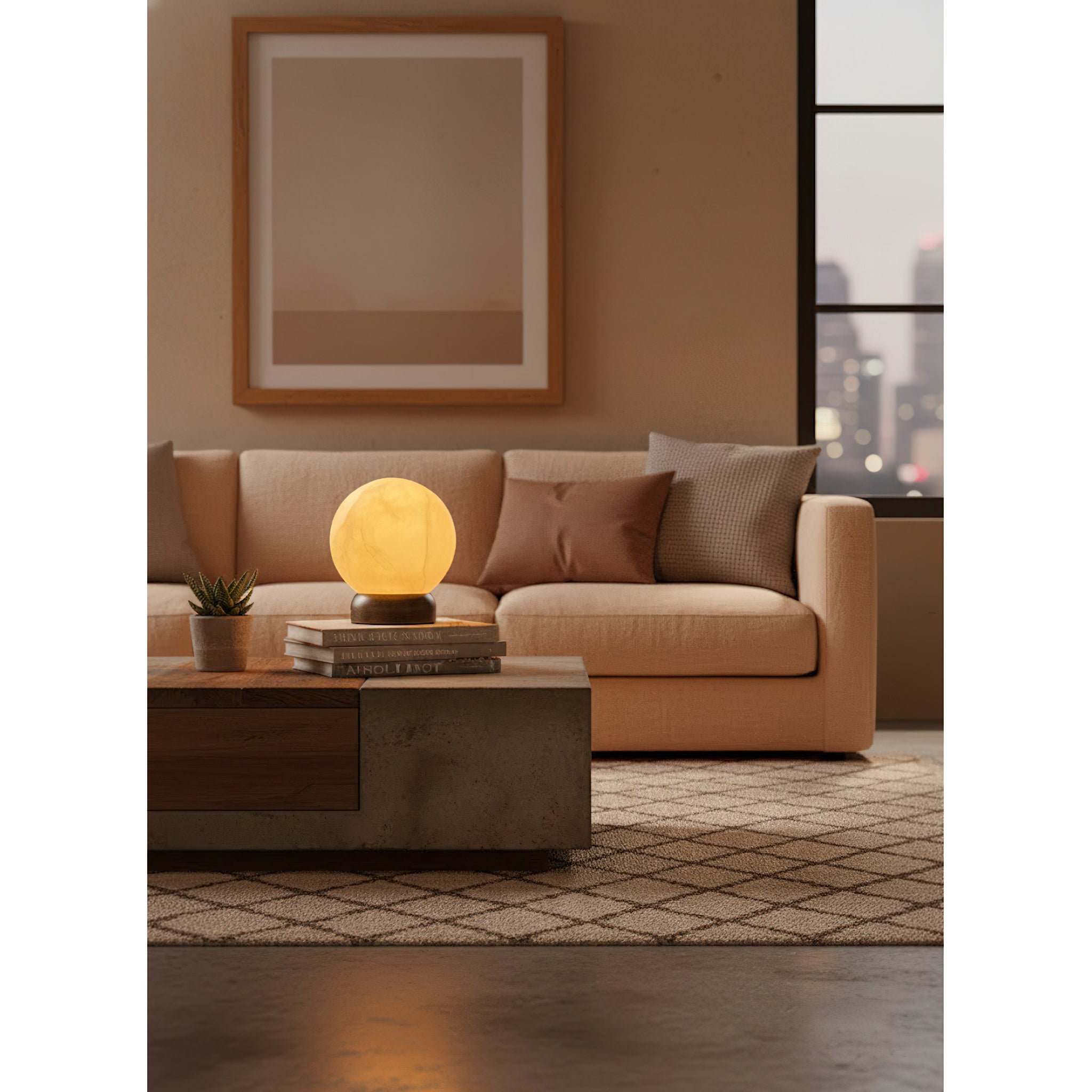 Top-down view of the cylindrical Trevi Table Lamp.