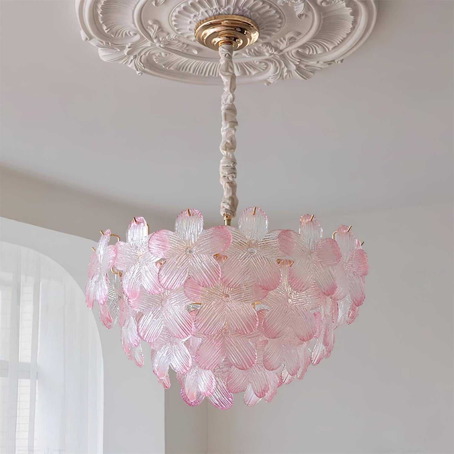Cavine Pink Glass Flower Chandelier