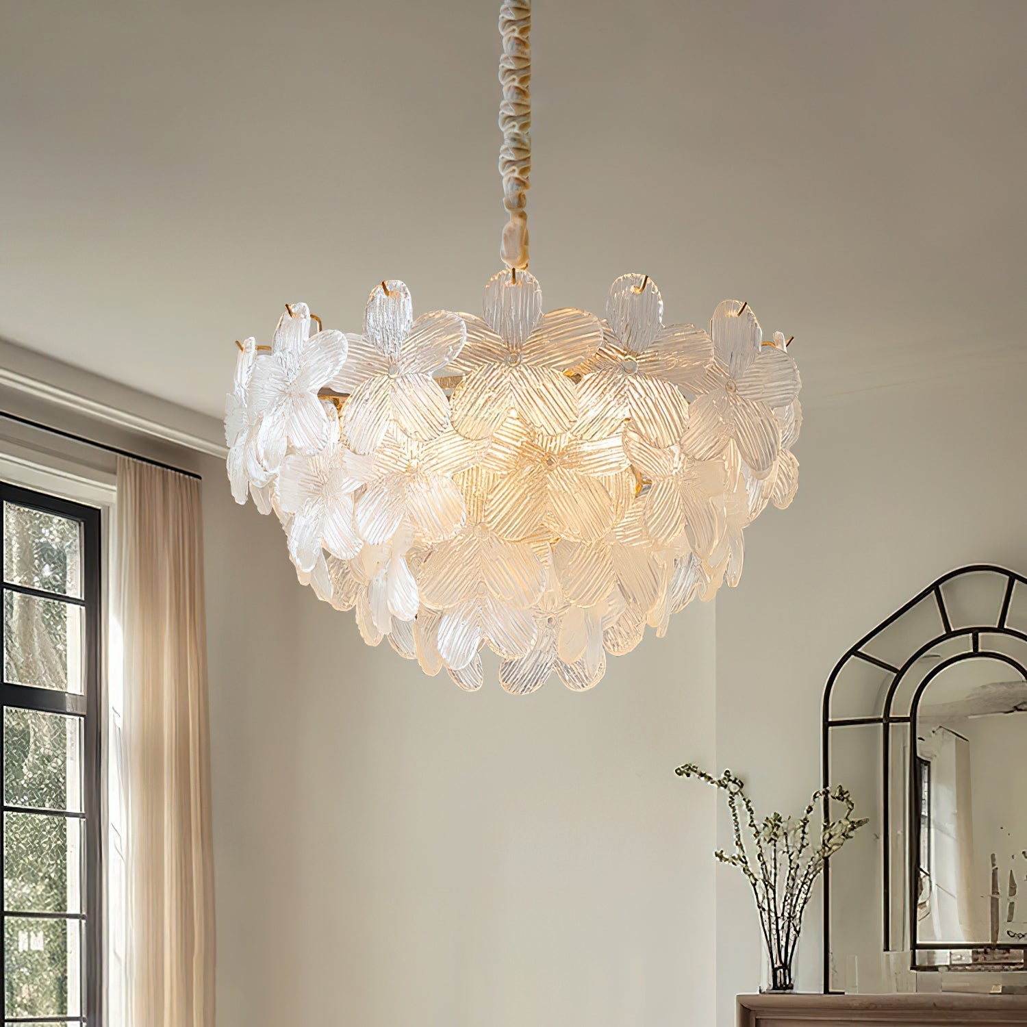 Cavine Pink Glass Flower Chandelier
