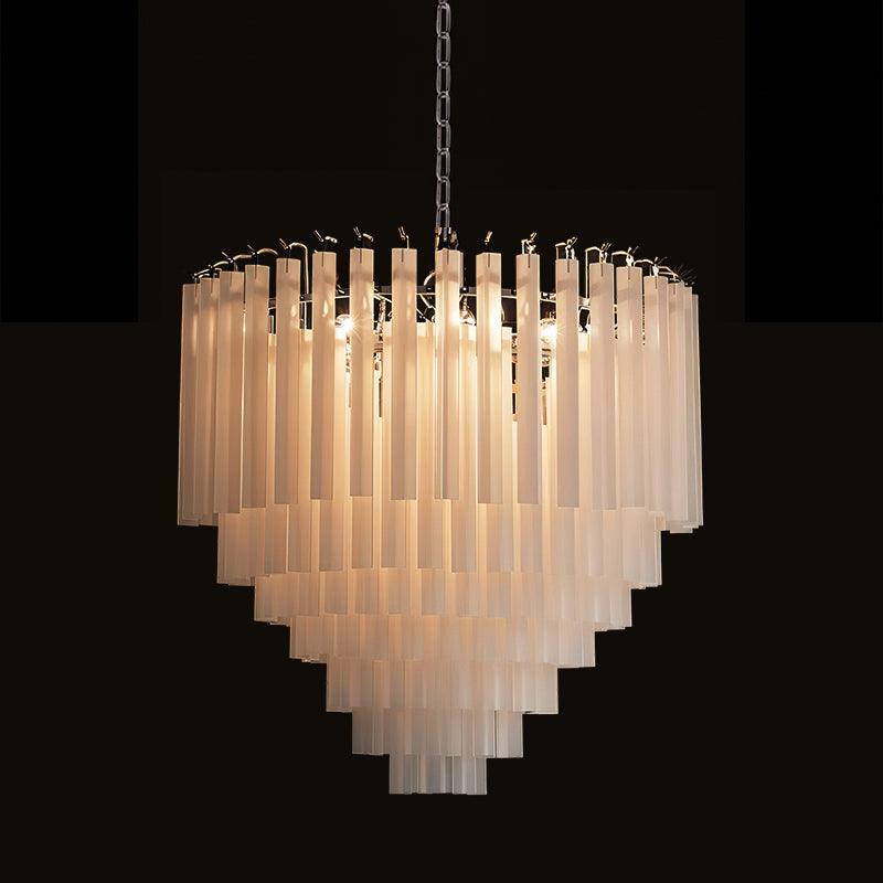 The largest size option of the Triedra Cascade Chandelier, showcasing its grand scale.