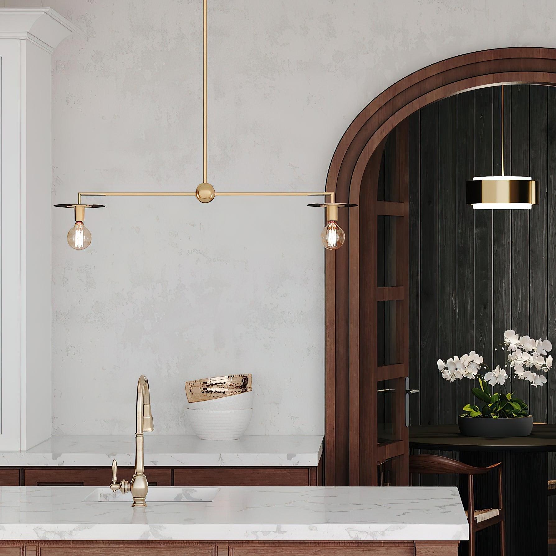 Close-up of the brass finish on the Trimble pendant lamp.