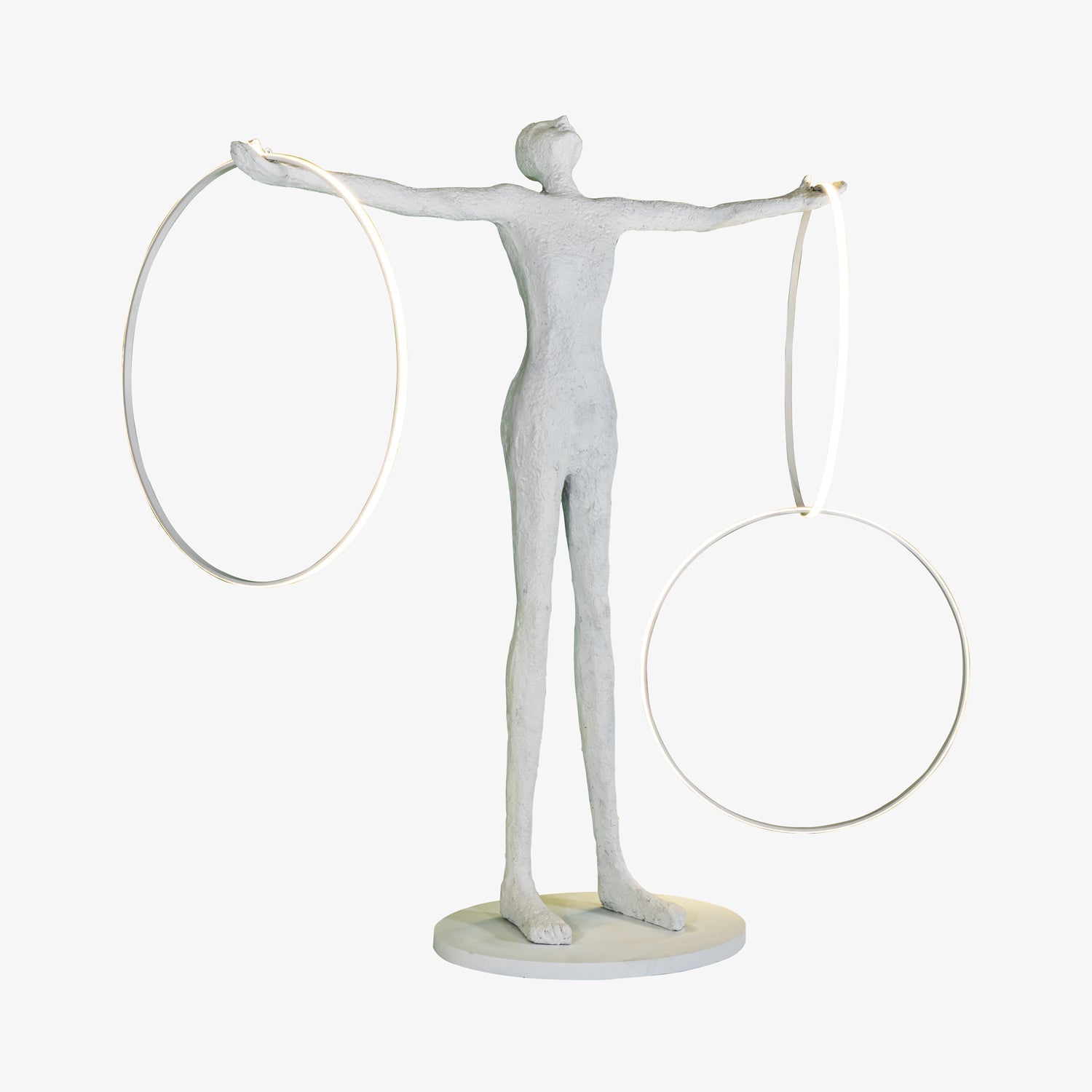 Eclipsa Dual-Ring Sculptural Black Floor Lamp-Neutral Decor