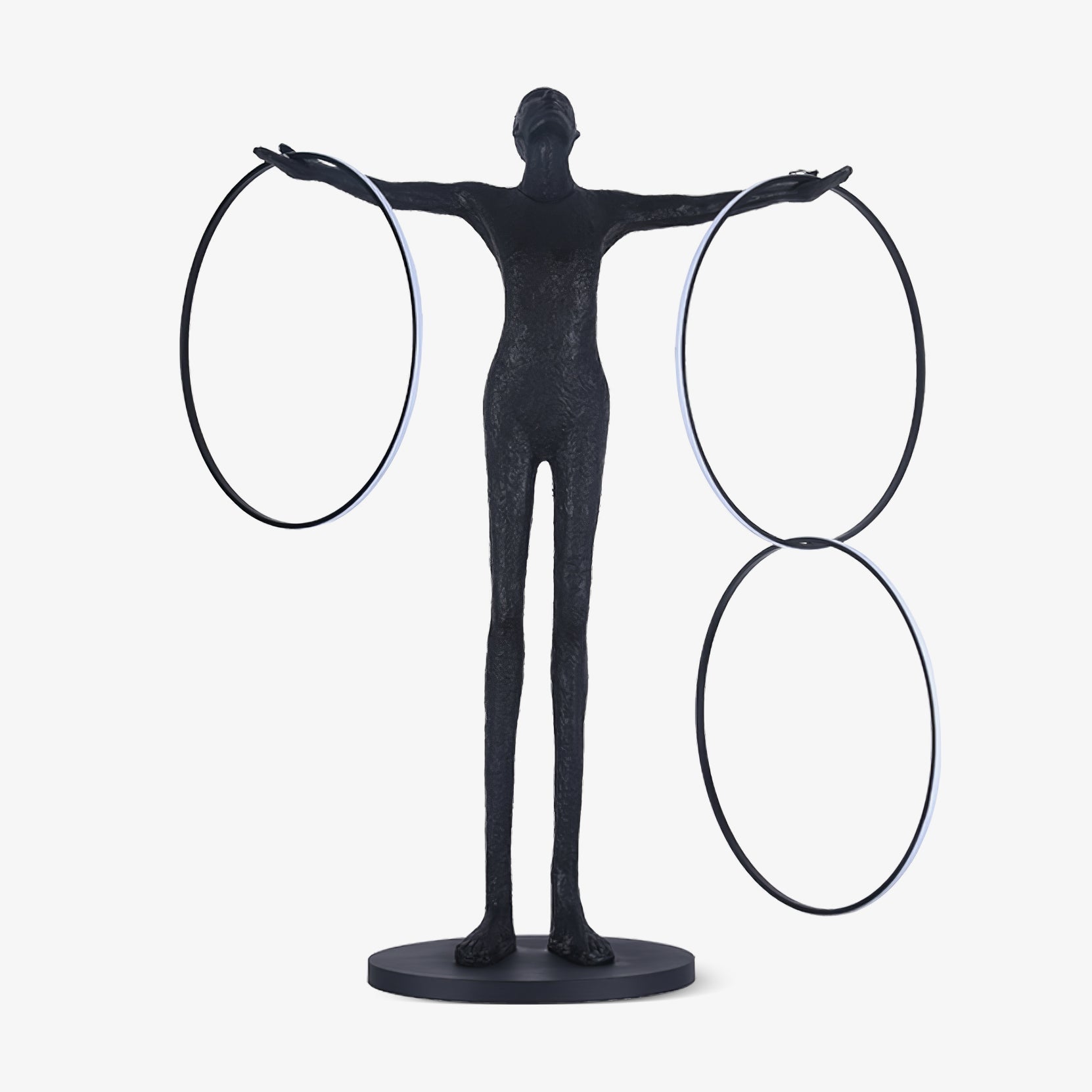 Eclipsa Dual-Ring Sculptural Black Floor Lamp-Neutral Decor