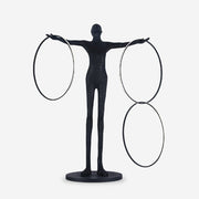 Eclipsa Dual-Ring Sculptural Black Floor Lamp-Neutral Decor