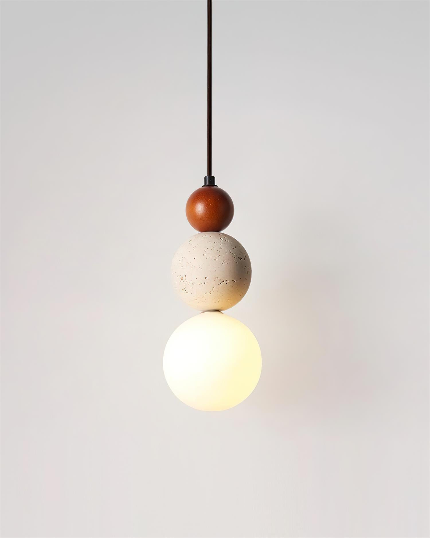 Ritta Triple Sphere Pendant Light Travertine
