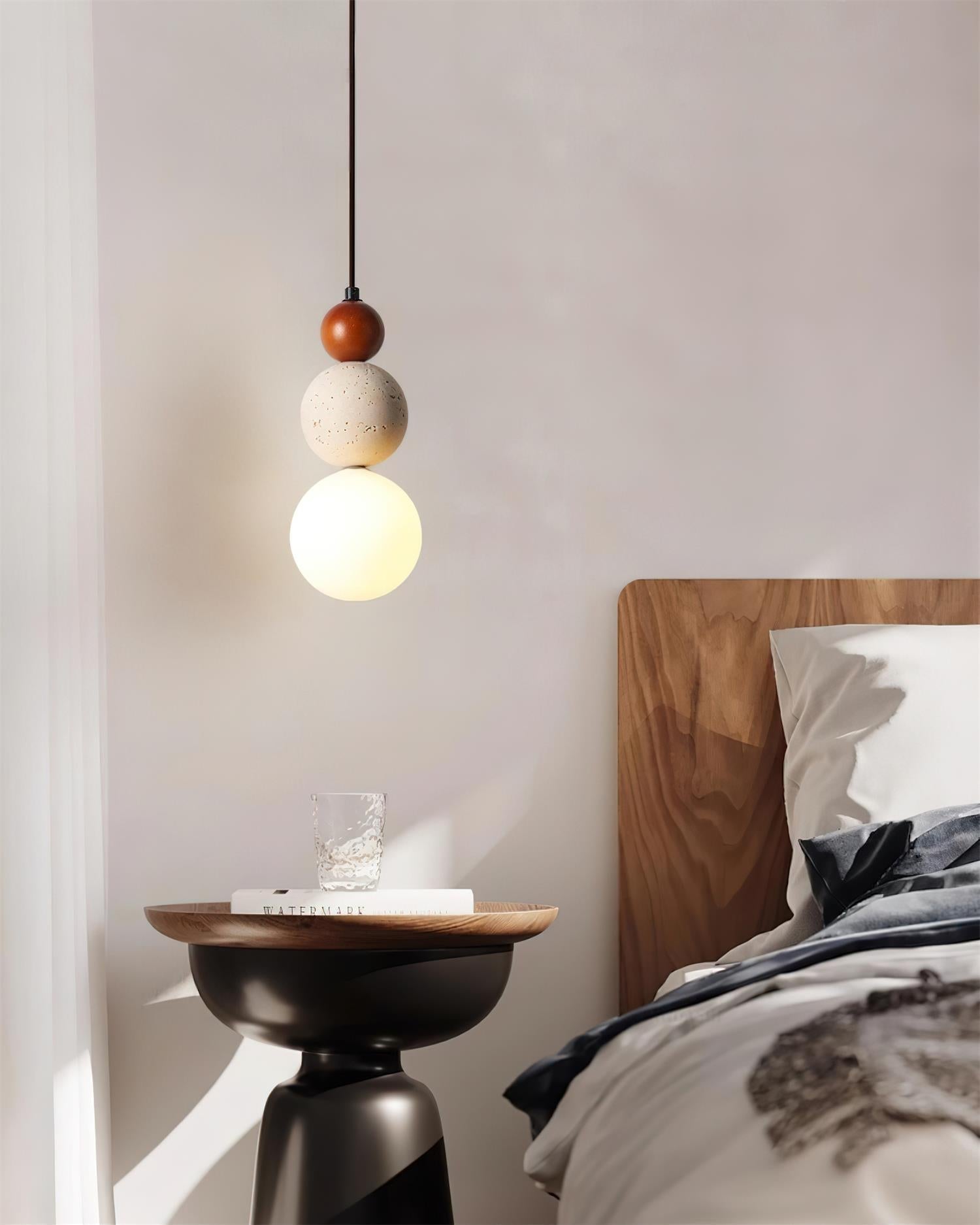 Ritta Triple Sphere Pendant Light Travertine