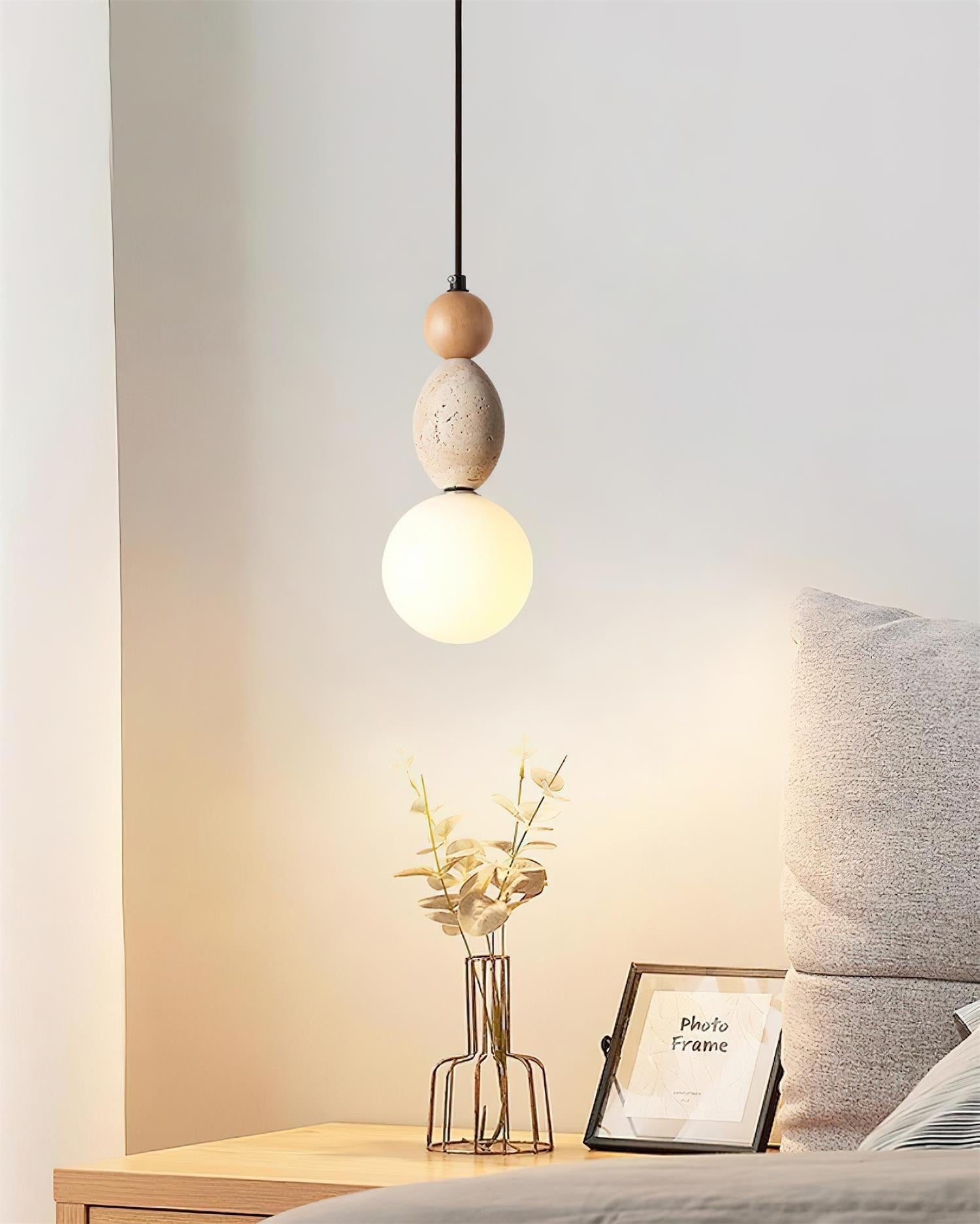Ritta Triple Sphere Pendant Light Travertine