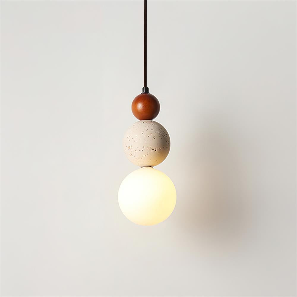 Ritta Triple Sphere Pendant Light Travertine