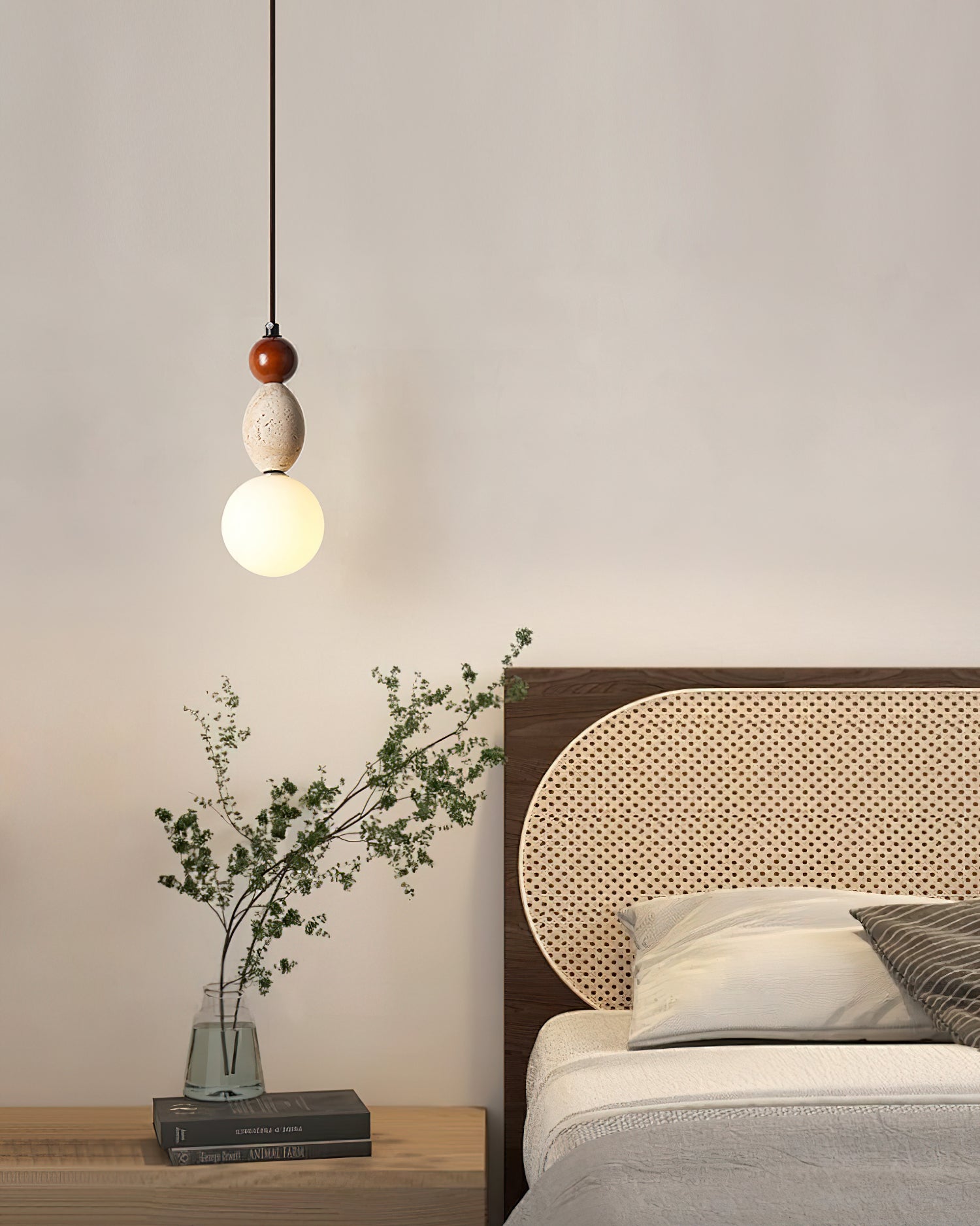 Ritta Triple Sphere Pendant Light Travertine