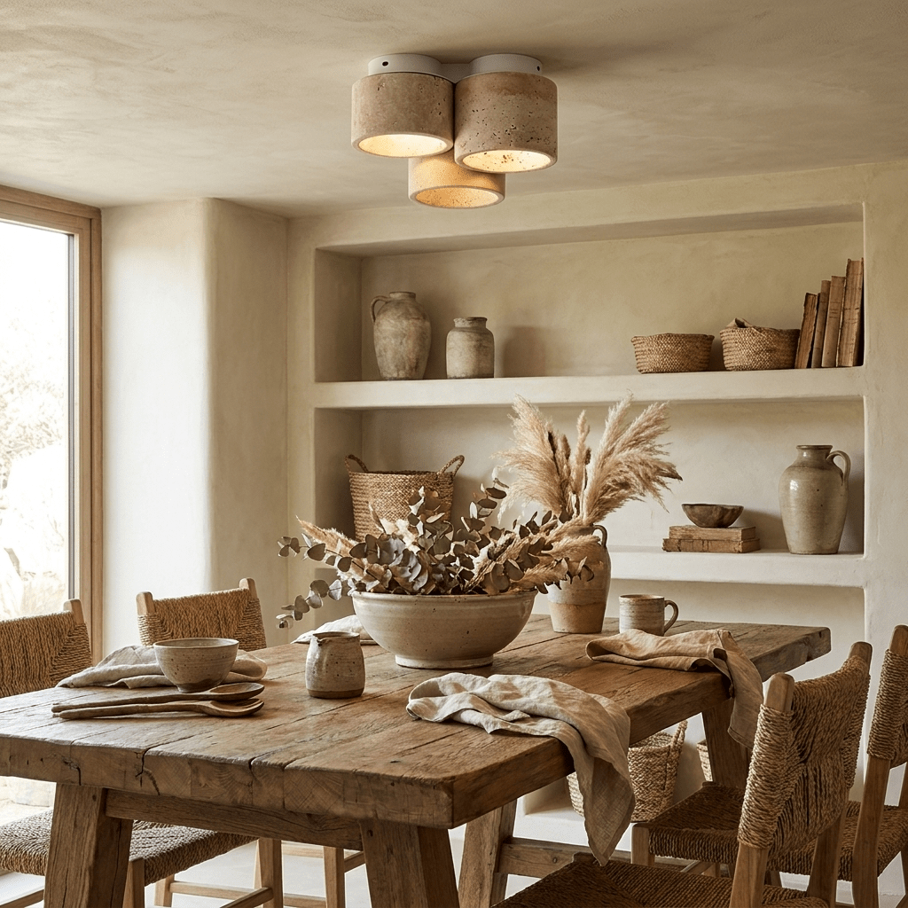 Trio Travertine Ceiling Light-Neutral Decor