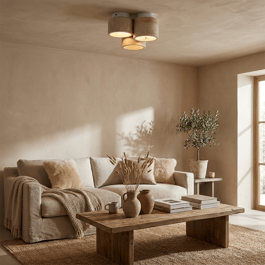 Trio Travertine Ceiling Light-Neutral Decor