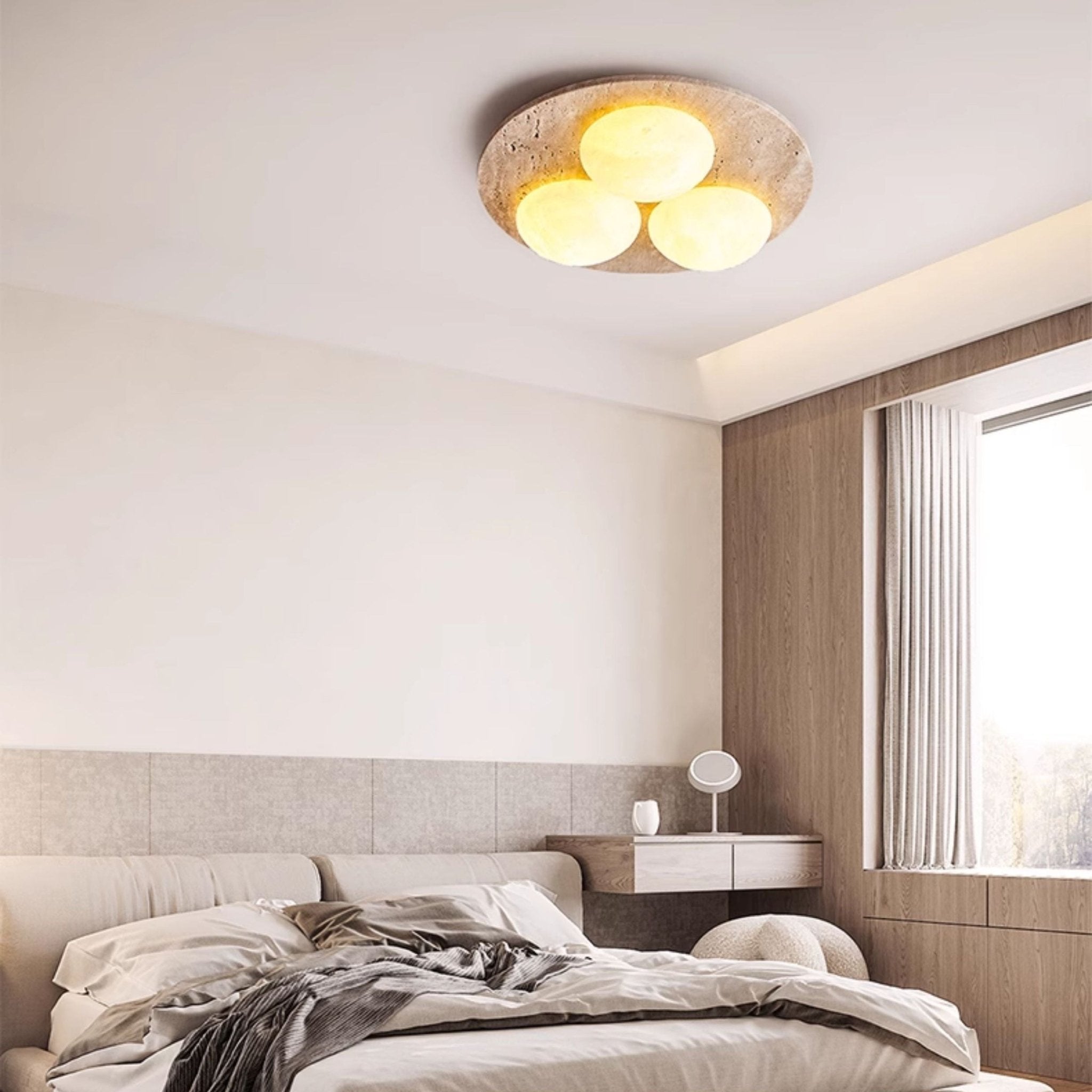Trio Travertine Ceiling Light-Neutral Decor