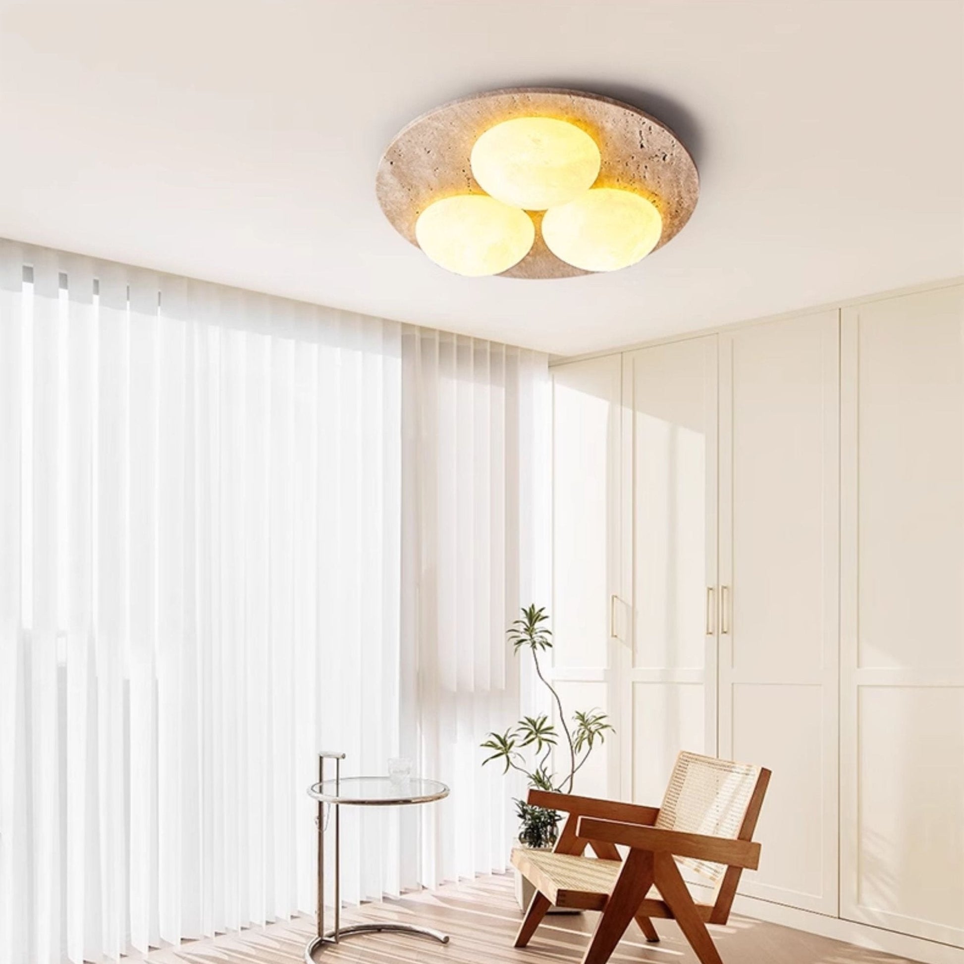 Trio Travertine Ceiling Light-Neutral Decor