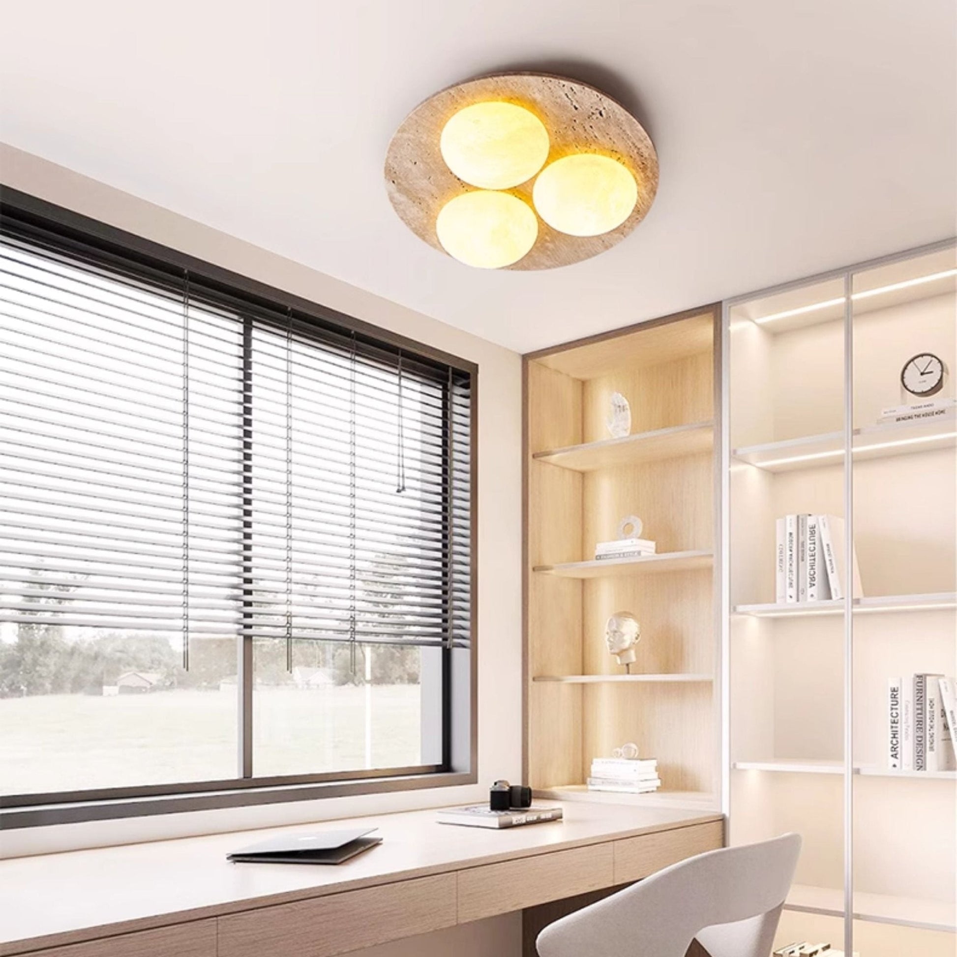 Trio Travertine Ceiling Light-Neutral Decor