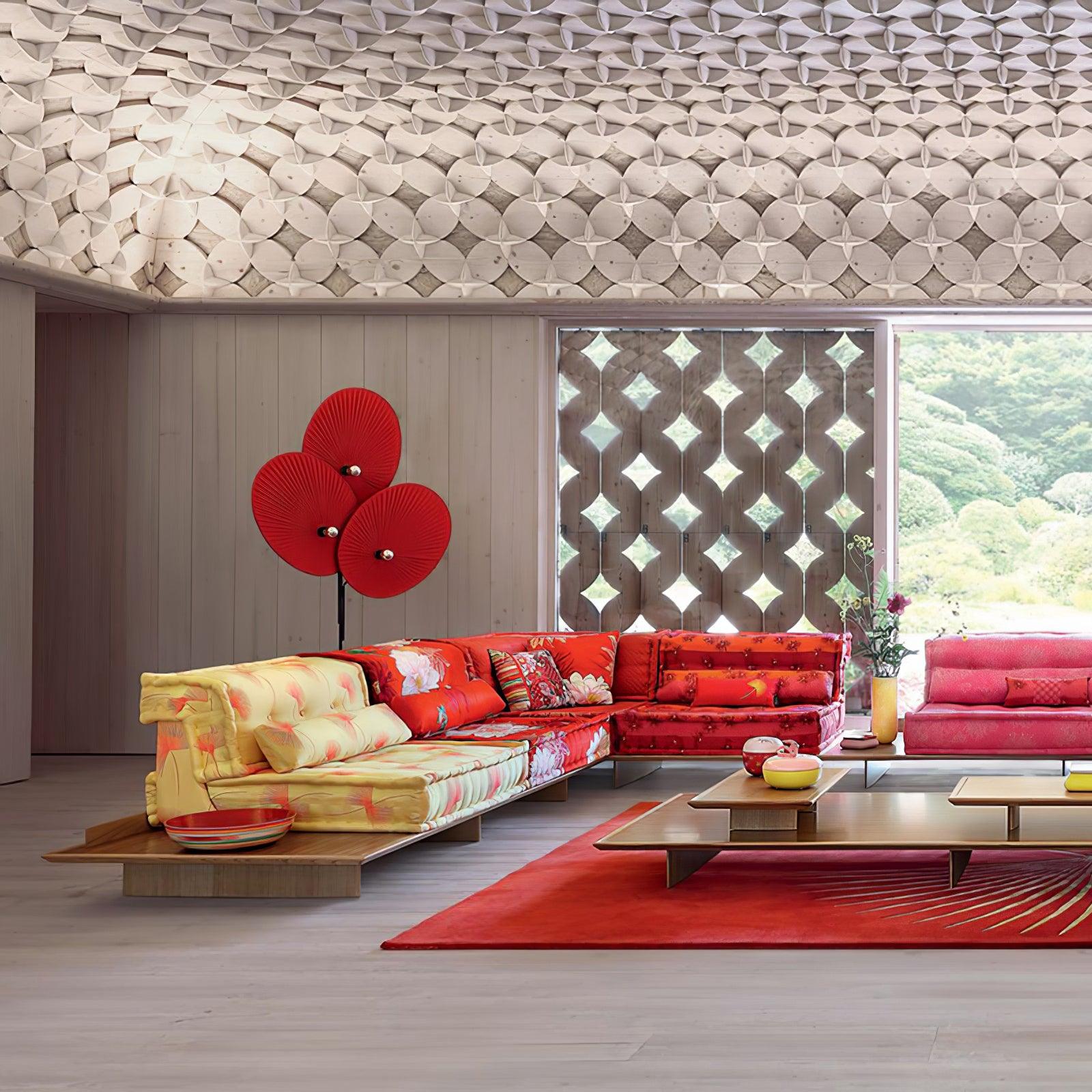 Scarlet Petal Fabric Floor Lamp-Neutral Decor