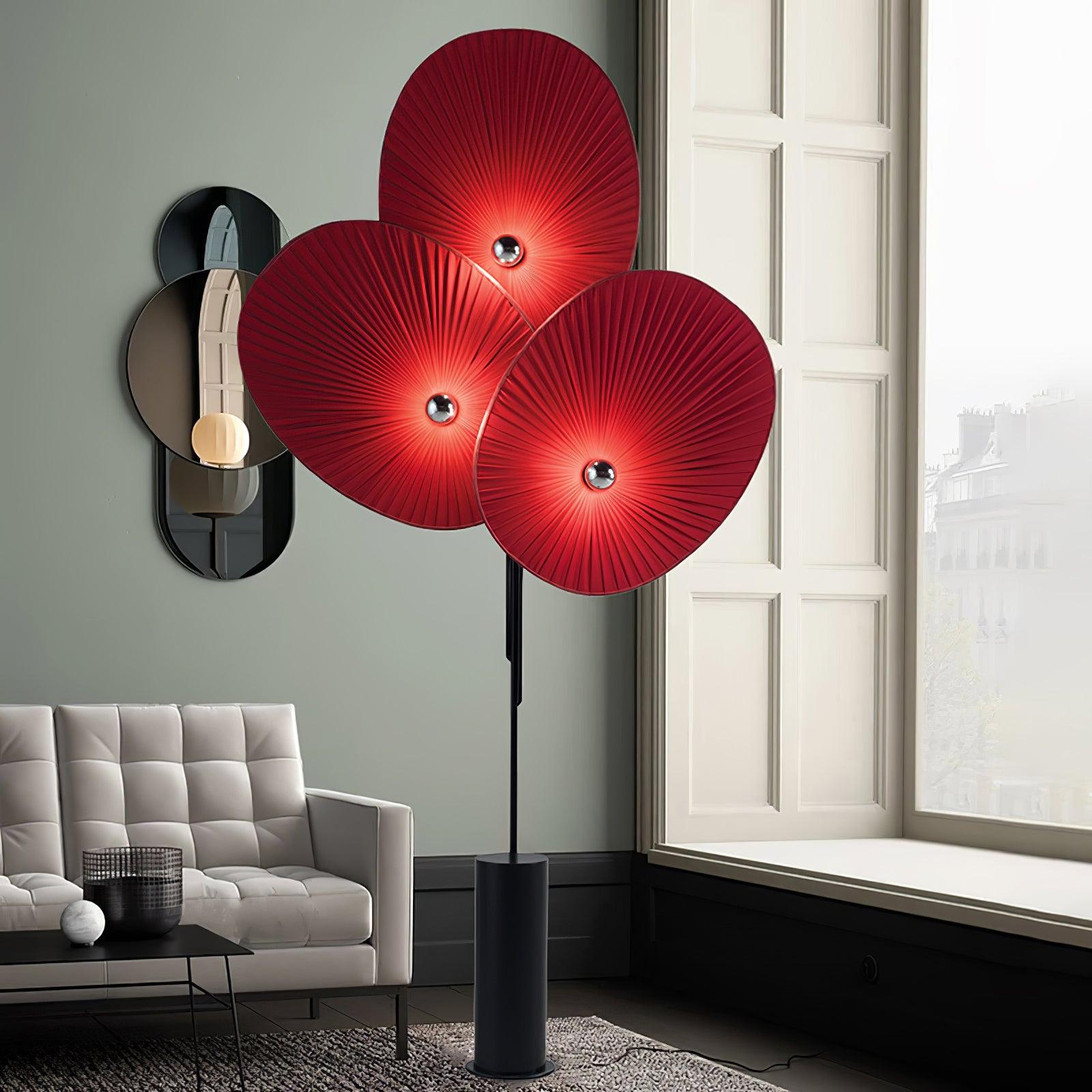 Scarlet Petal Fabric Floor Lamp-Neutral Decor