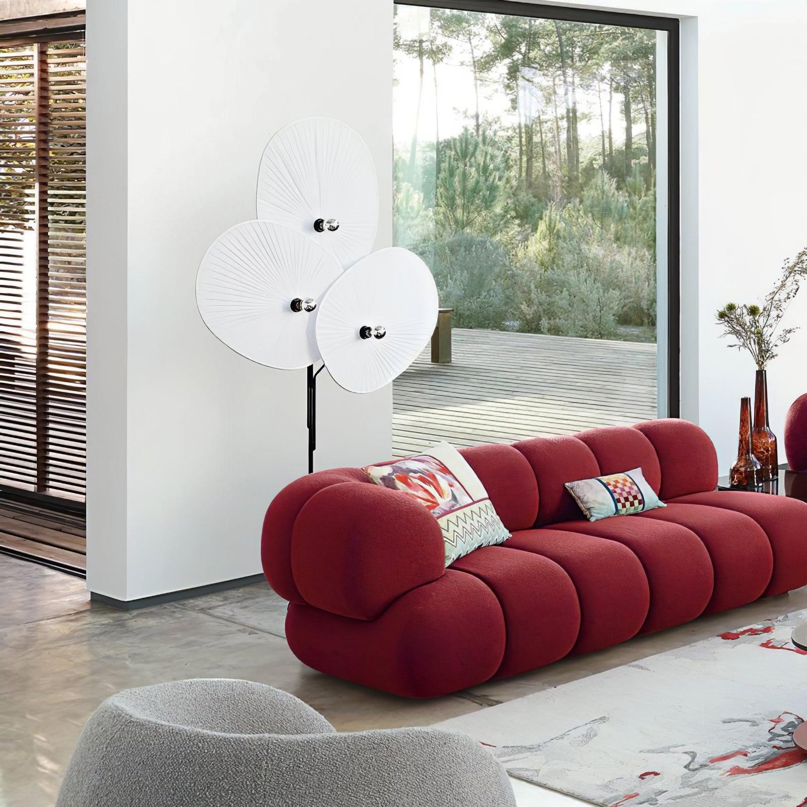 Scarlet Petal Fabric Floor Lamp-Neutral Decor
