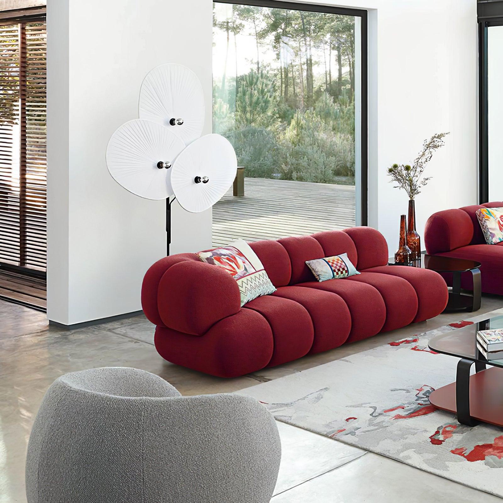 Scarlet Petal Fabric Floor Lamp-Neutral Decor