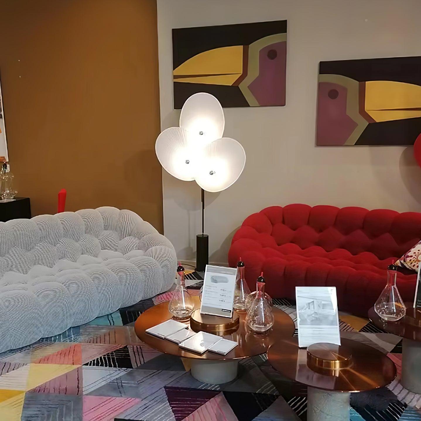 Scarlet Petal Fabric Floor Lamp-Neutral Decor