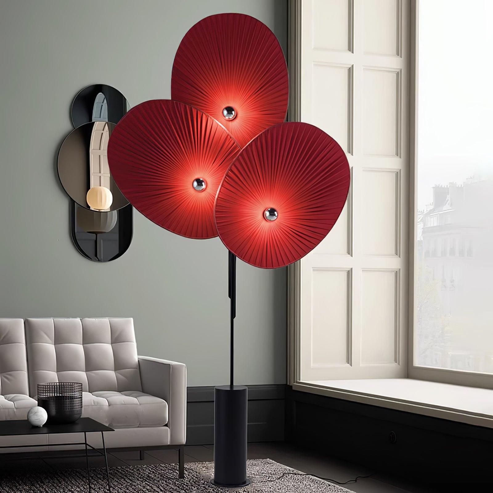 Scarlet Petal Fabric Floor Lamp-Neutral Decor