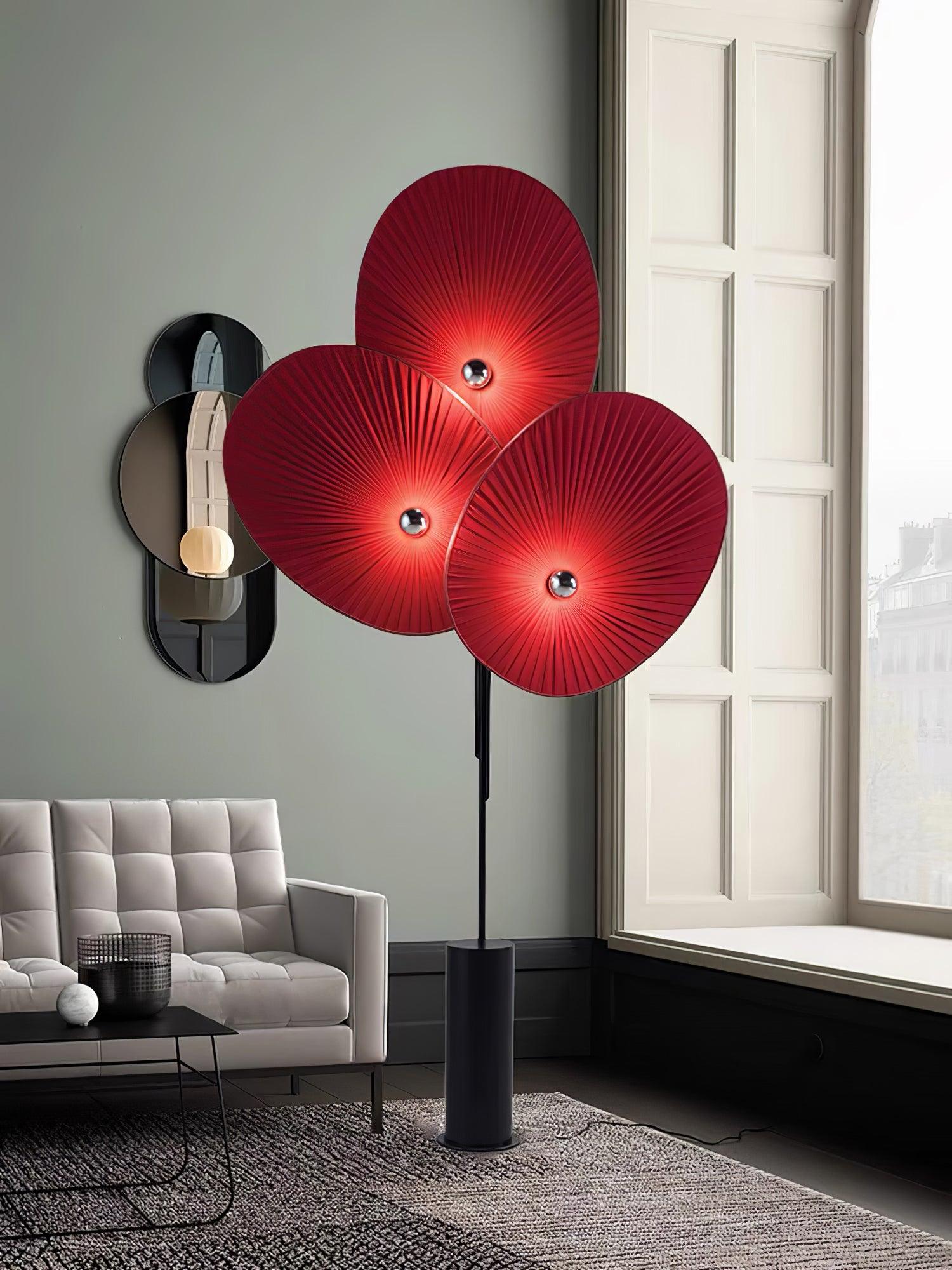 Scarlet Petal Fabric Floor Lamp-Neutral Decor