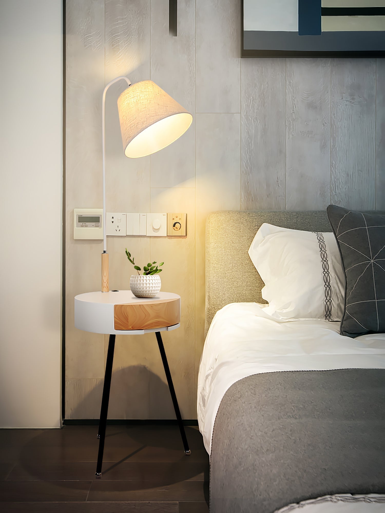 Lumo Tripod Fabric Floor Lamp-Neutral Decor