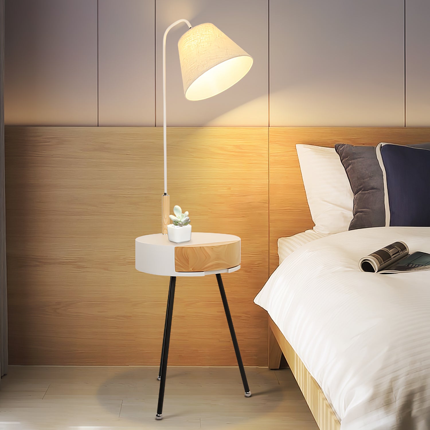 Lumo Tripod Fabric Floor Lamp-Neutral Decor