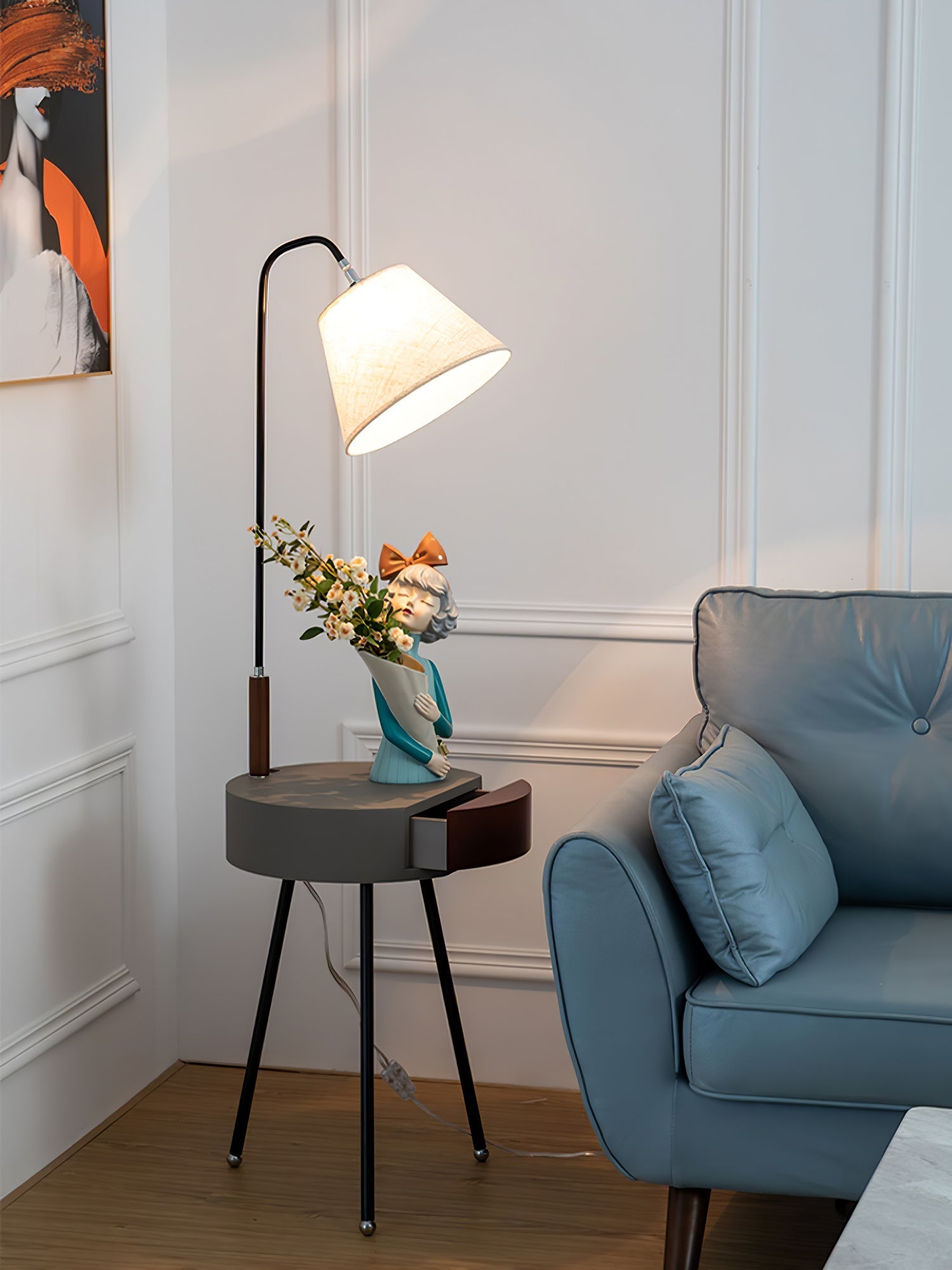 Lumo Tripod Fabric Floor Lamp-Neutral Decor