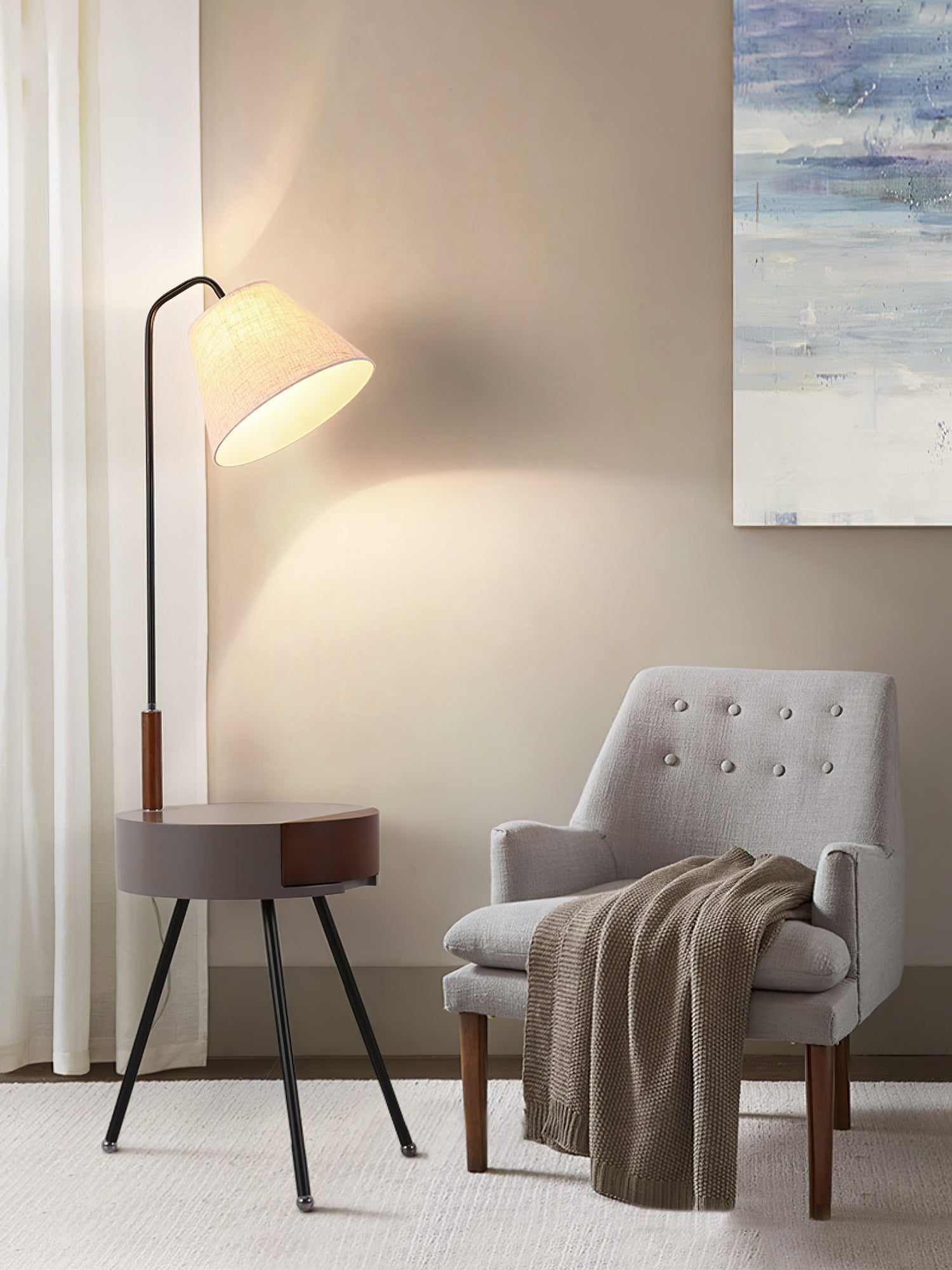 Lumo Tripod Fabric Floor Lamp-Neutral Decor