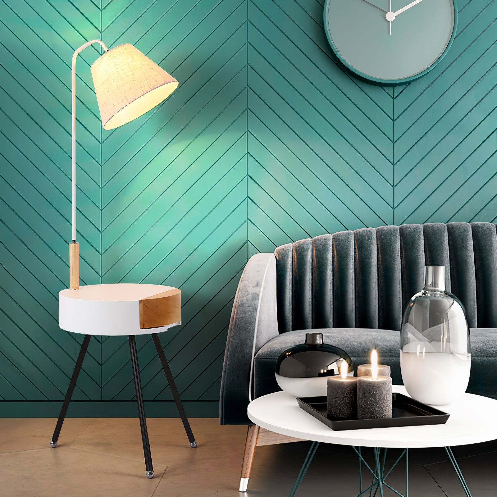 Lumo Tripod Fabric Floor Lamp-Neutral Decor