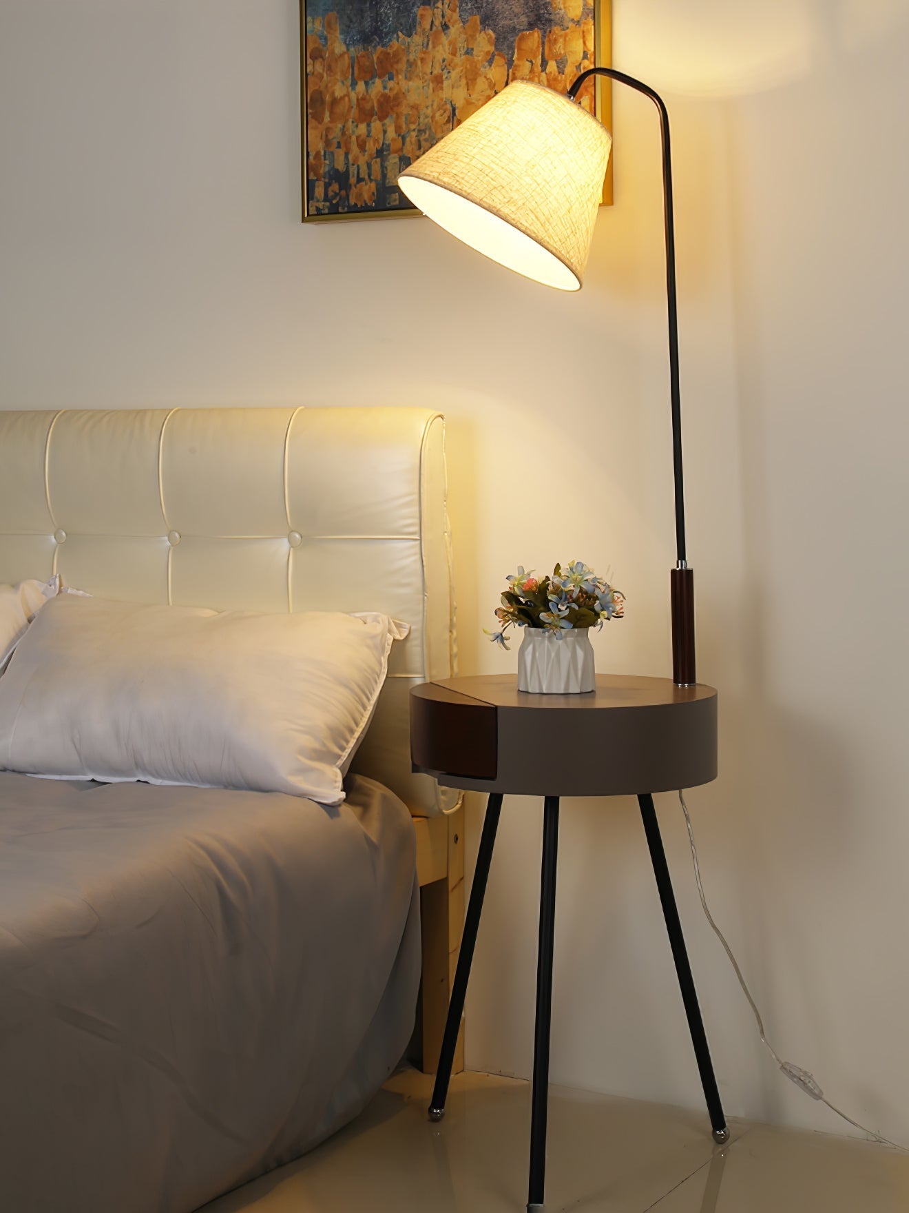 Lumo Tripod Fabric Floor Lamp-Neutral Decor