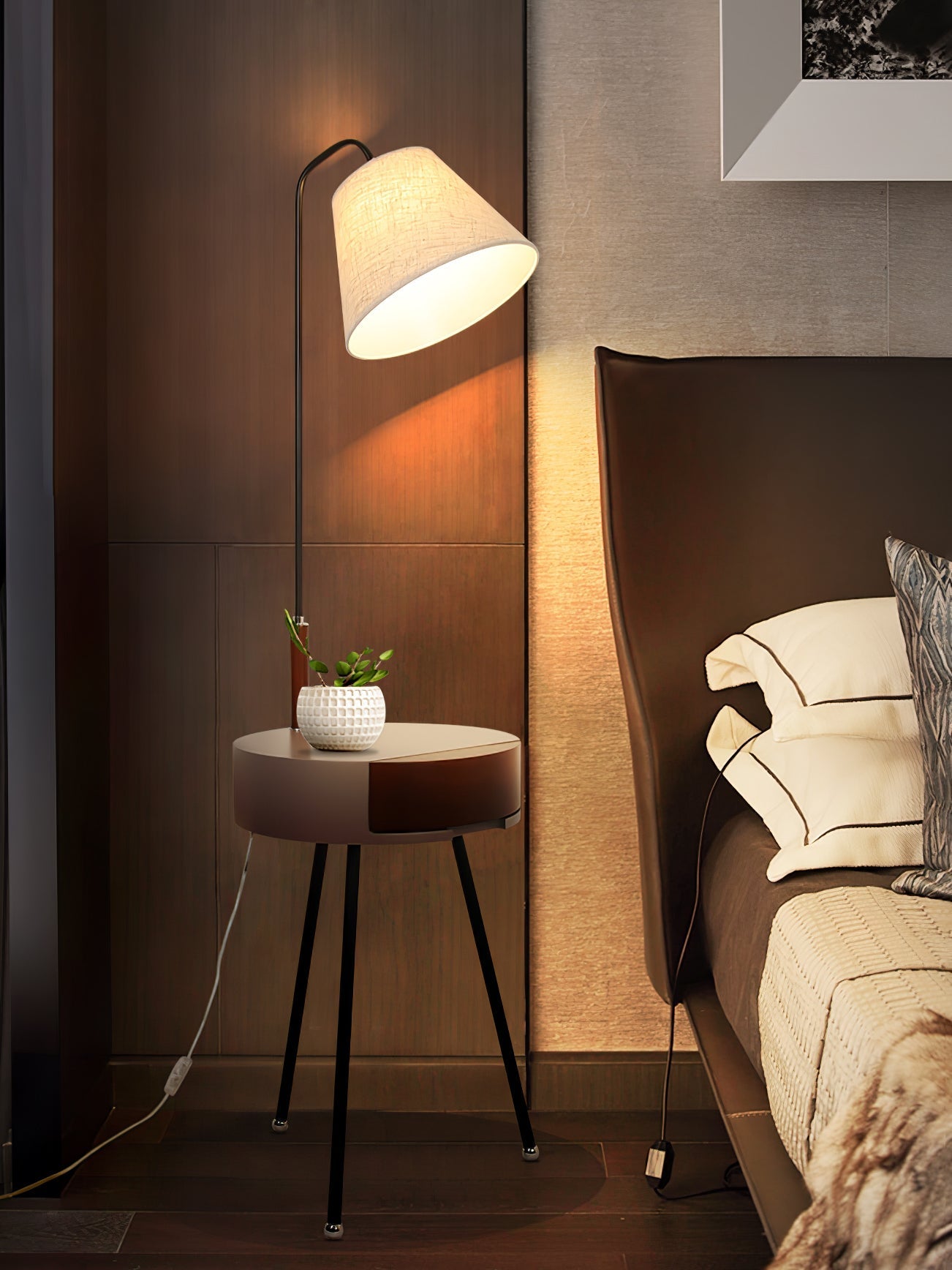 Lumo Tripod Fabric Floor Lamp-Neutral Decor