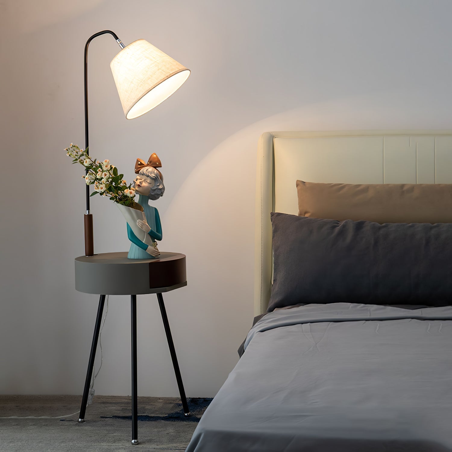 Lumo Tripod Fabric Floor Lamp-Neutral Decor