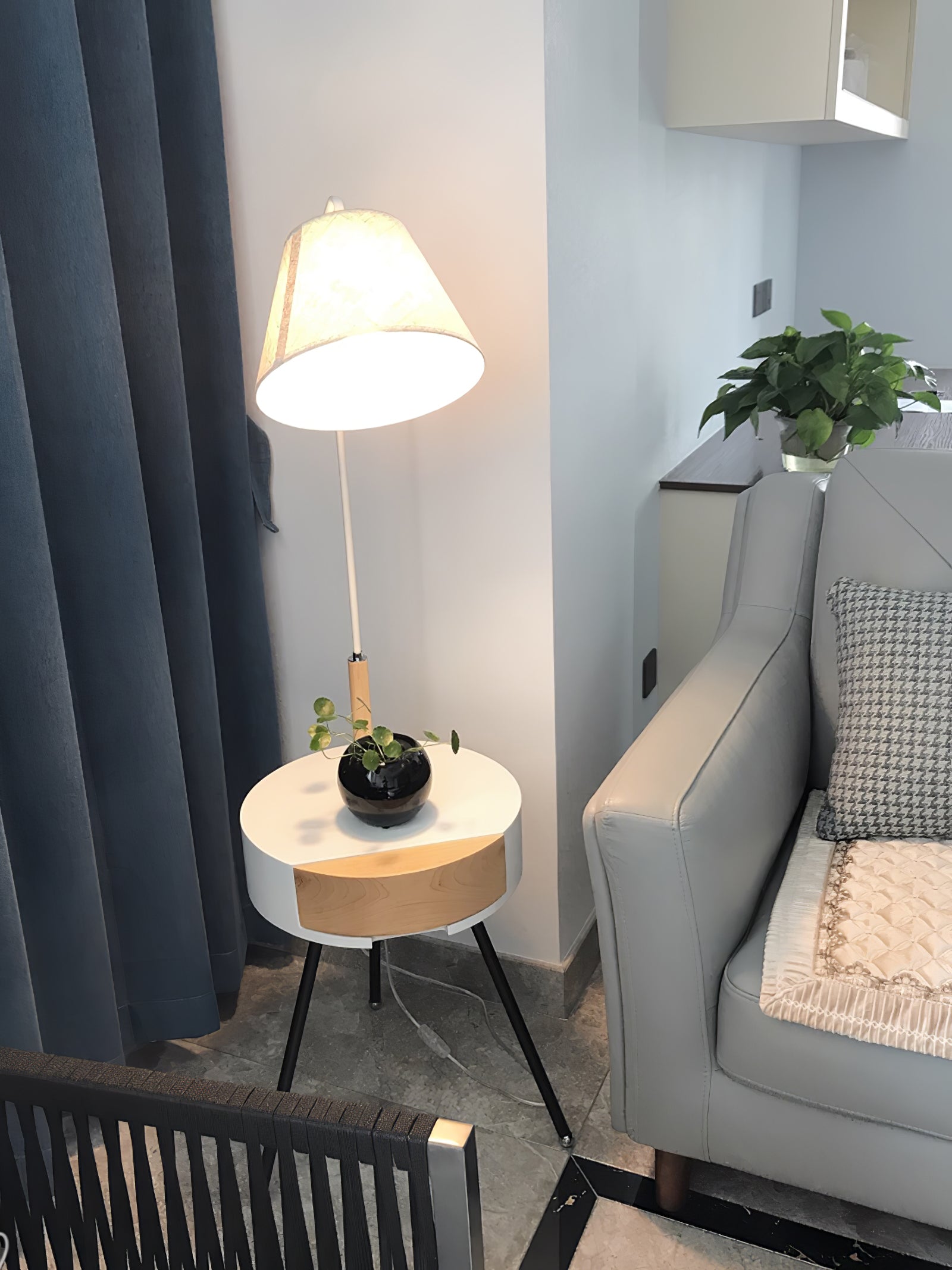 Lumo Tripod Fabric Floor Lamp-Neutral Decor