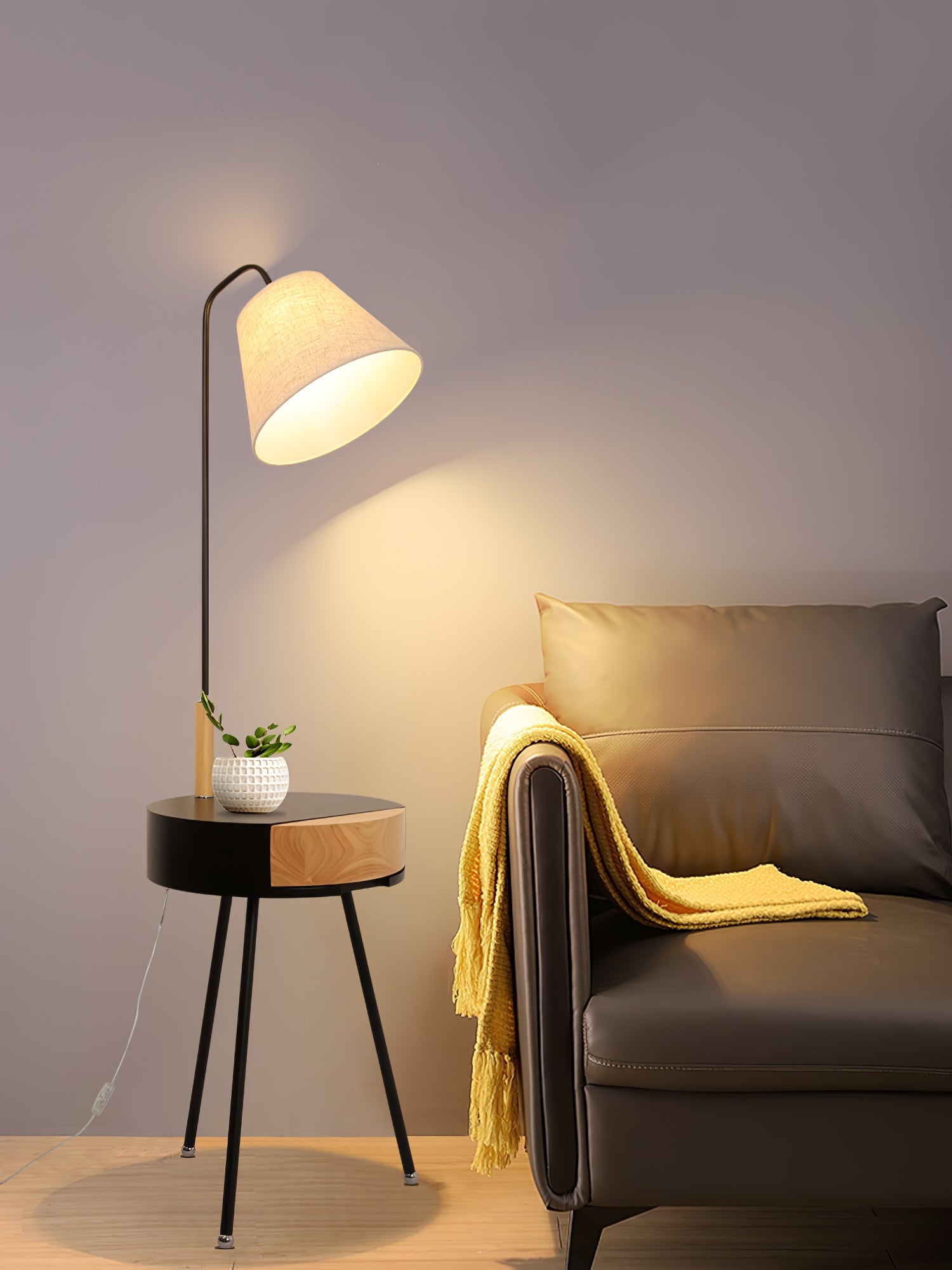 Lumo Tripod Fabric Floor Lamp-Neutral Decor
