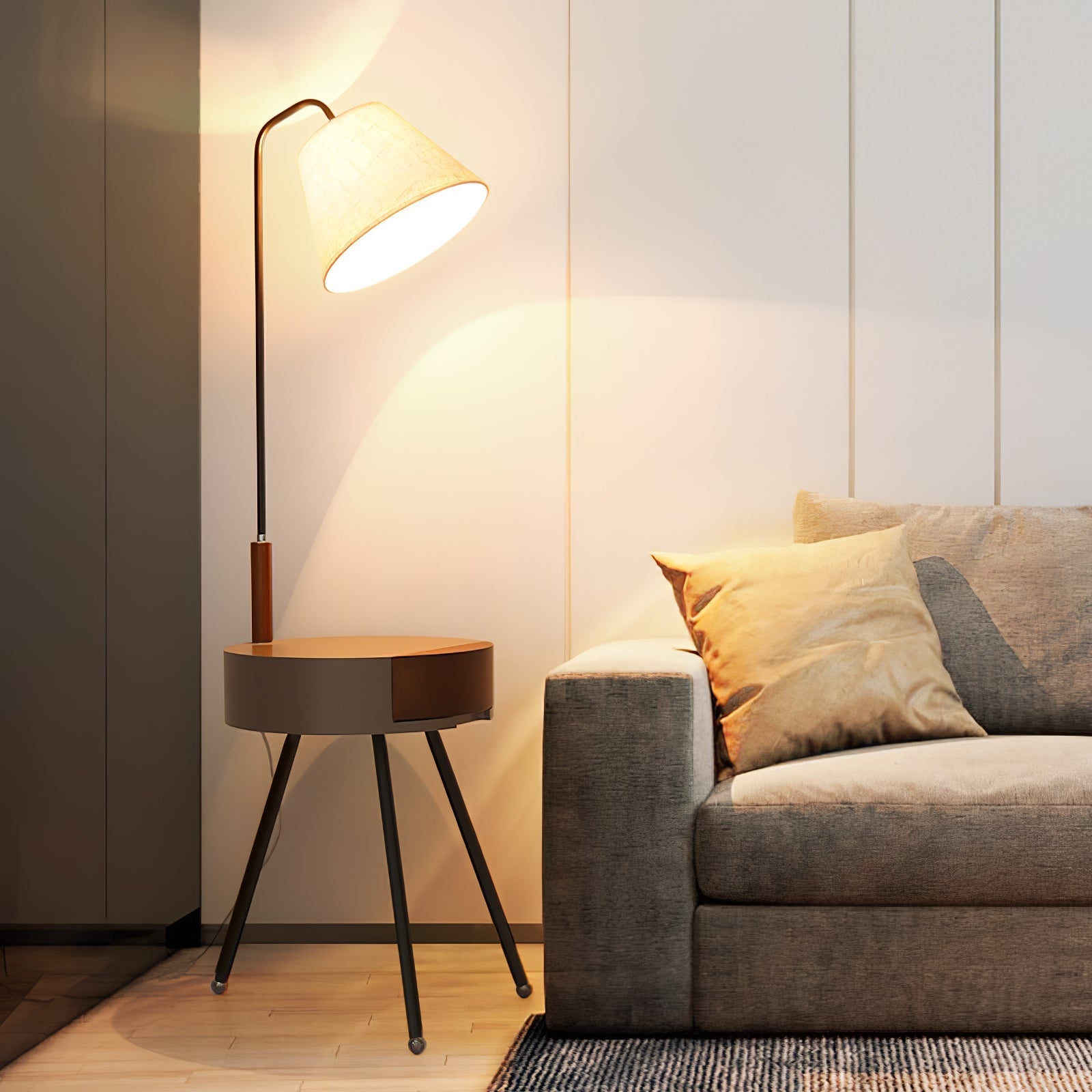 Lumo Tripod Fabric Floor Lamp-Neutral Decor