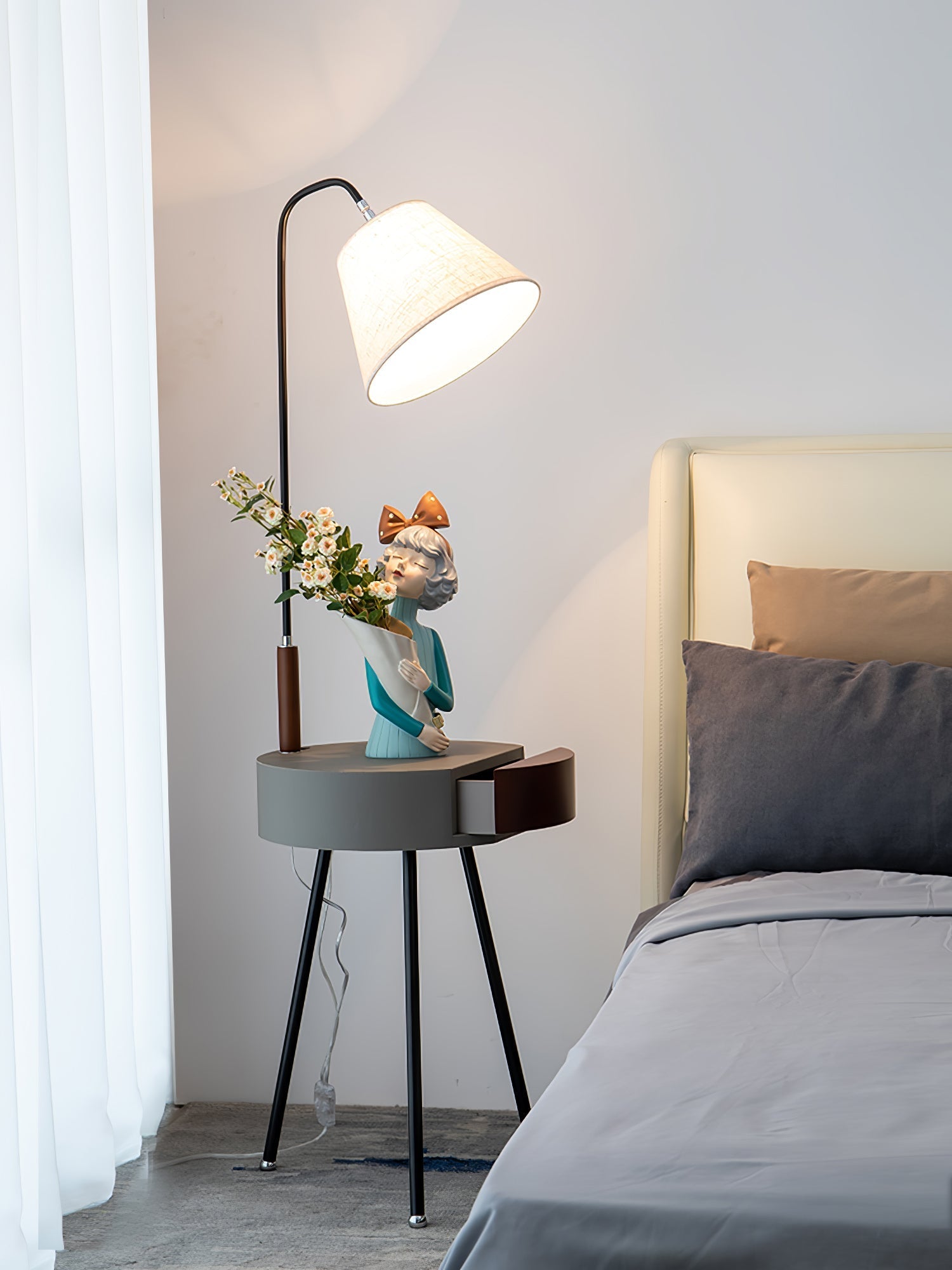 Lumo Tripod Fabric Floor Lamp-Neutral Decor