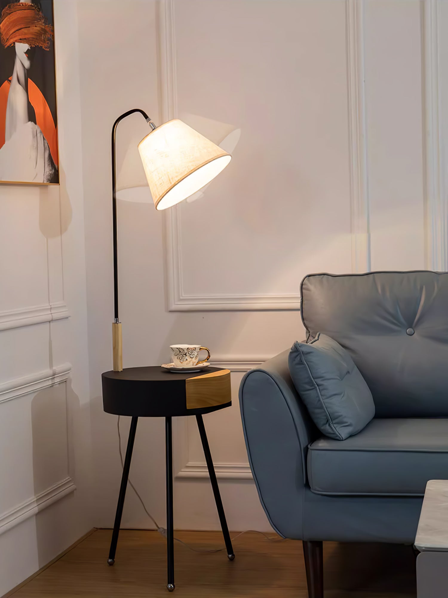 Lumo Tripod Fabric Floor Lamp-Neutral Decor
