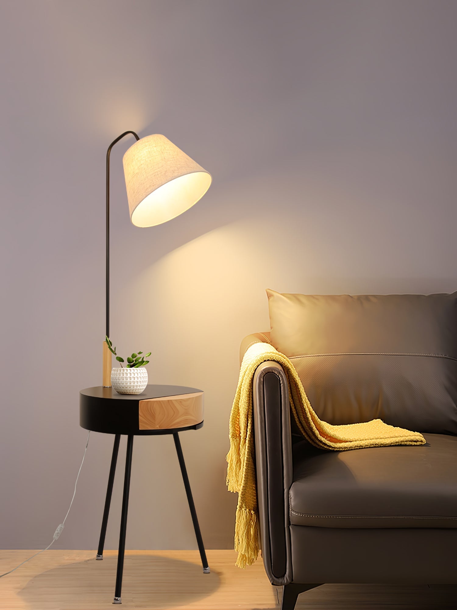 Lumo Tripod Fabric Floor Lamp-Neutral Decor