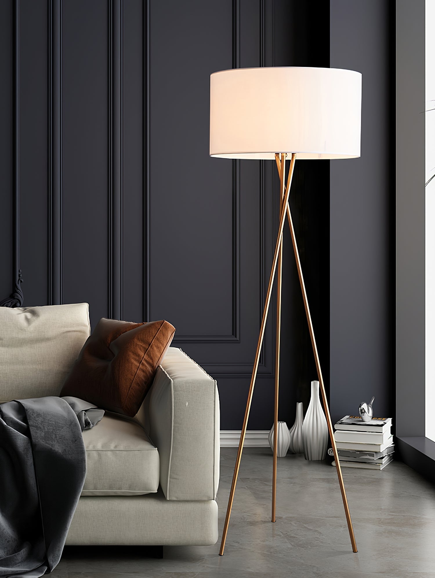 Zander Minimalist Fabric Floor Lamp-Neutral Decor