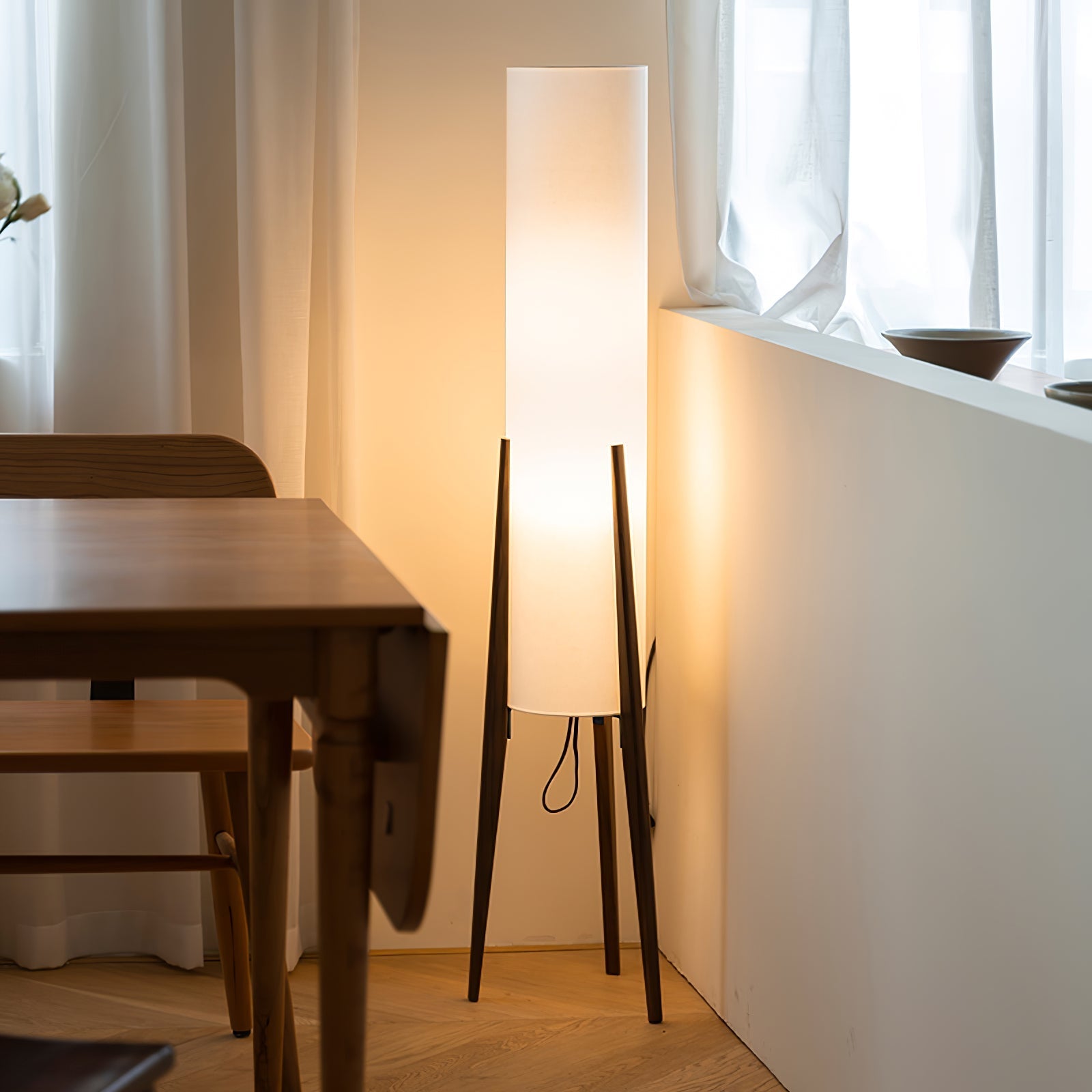 Triluxe Wood & Fabric Modern Floor Lamp-Neutral Decor