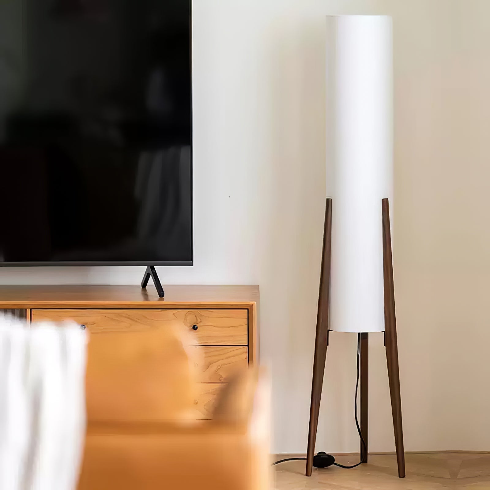 Triluxe Wood & Fabric Modern Floor Lamp-Neutral Decor